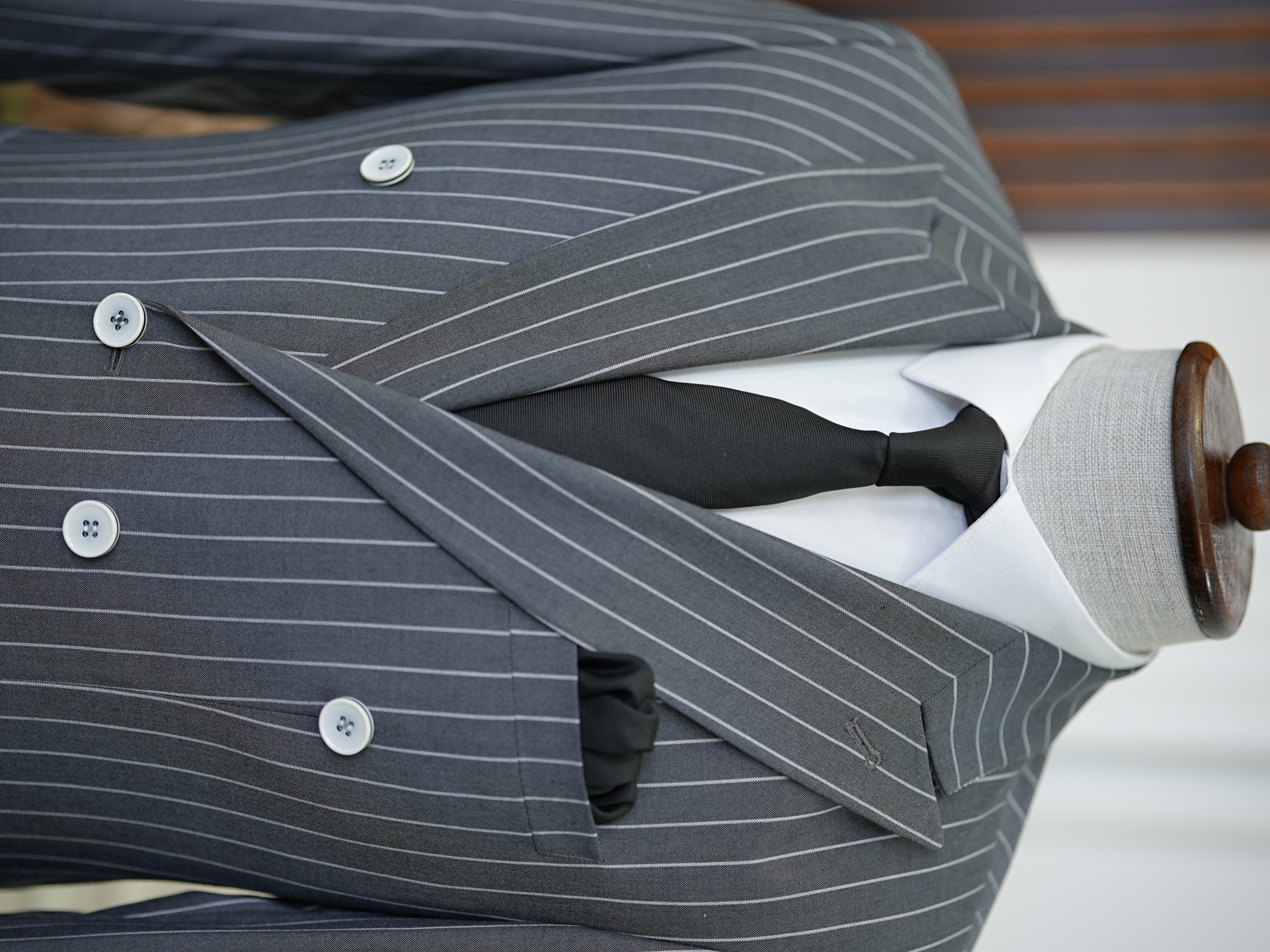 Pantaloni da giacca da abito doppiopetto slim fit da uomo - Antracite