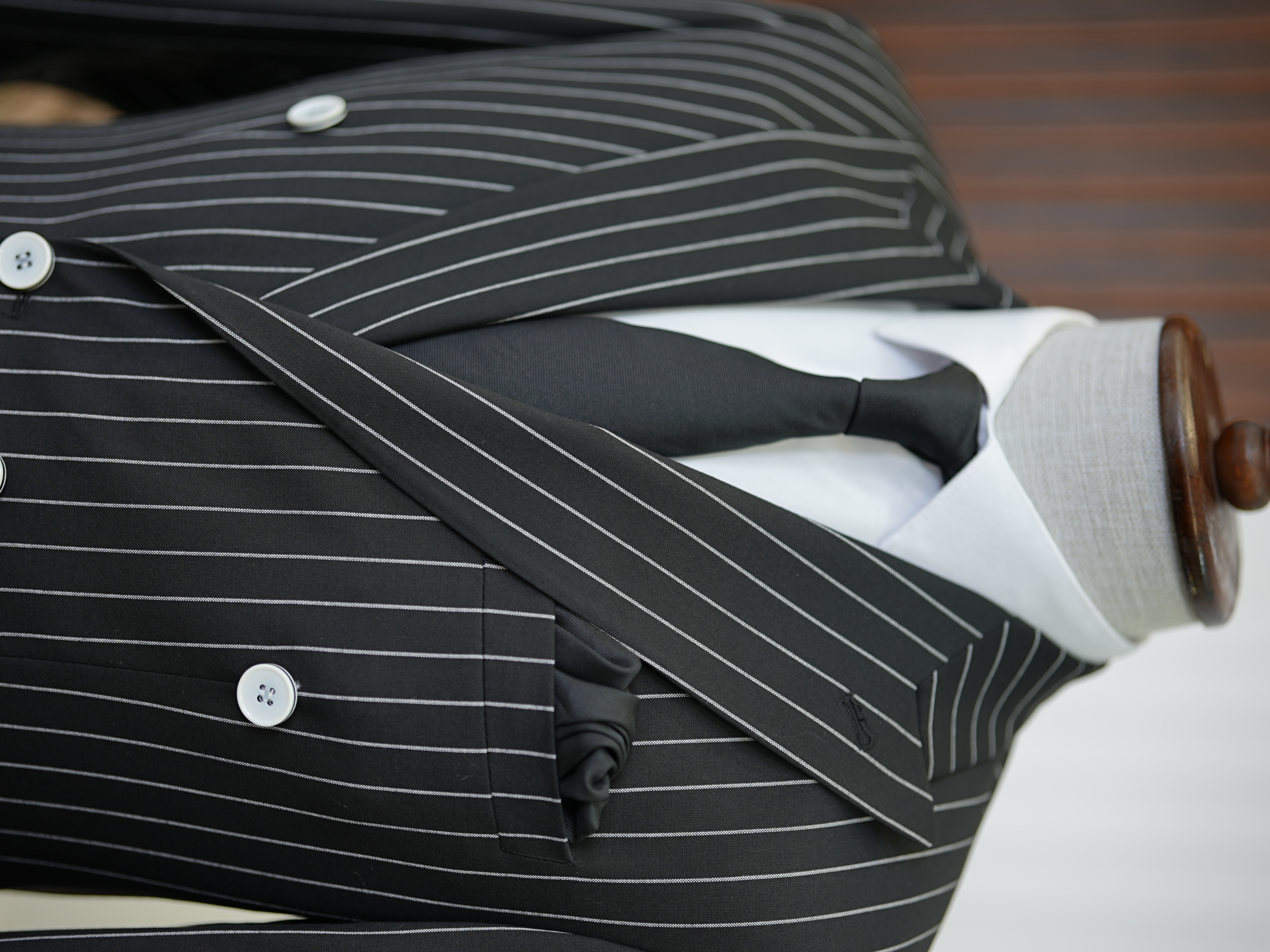 Pantaloni giacca da abito doppiopetto slim fit da uomo - Nero