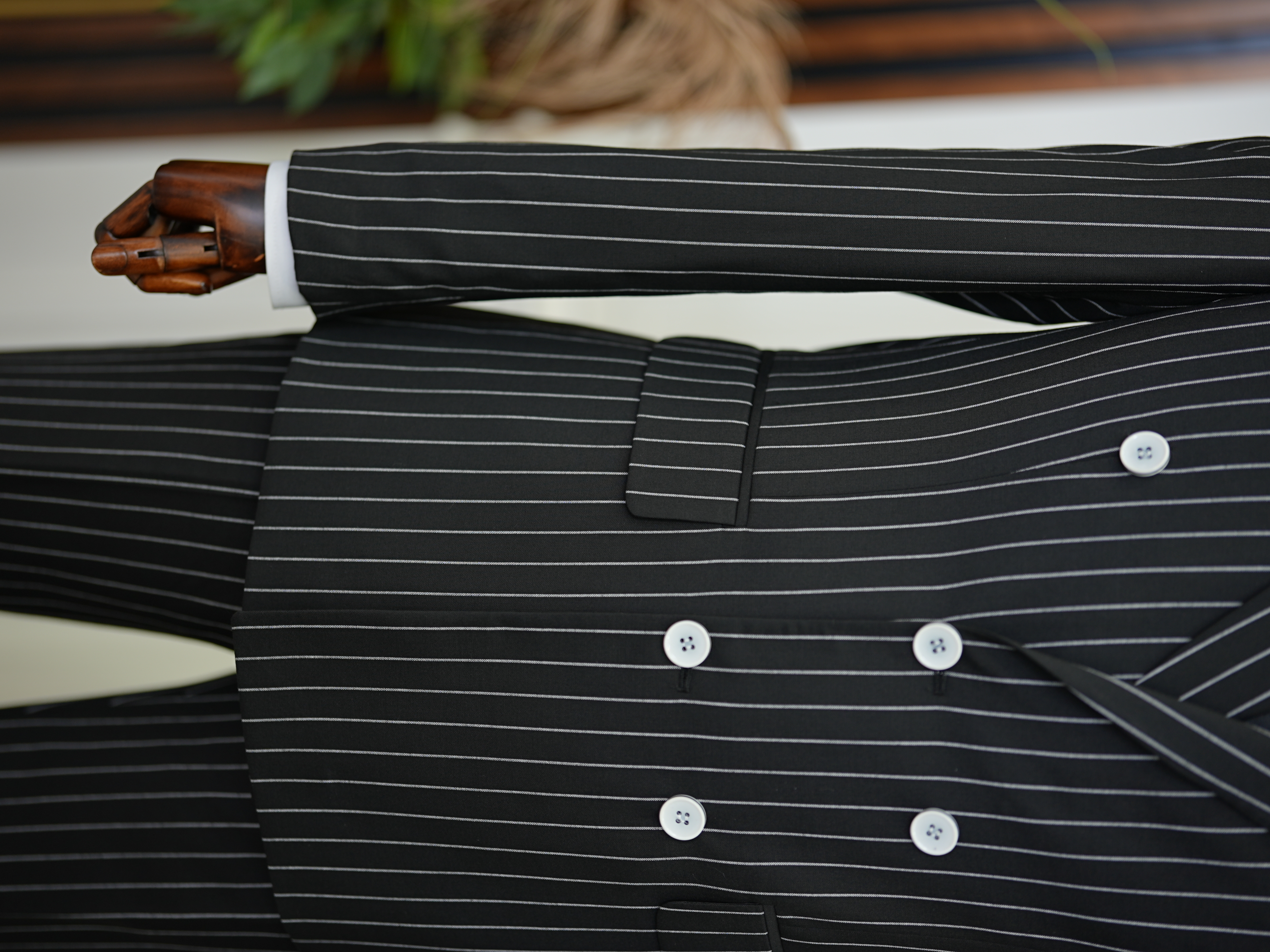 Pantaloni giacca da abito doppiopetto slim fit da uomo - Nero