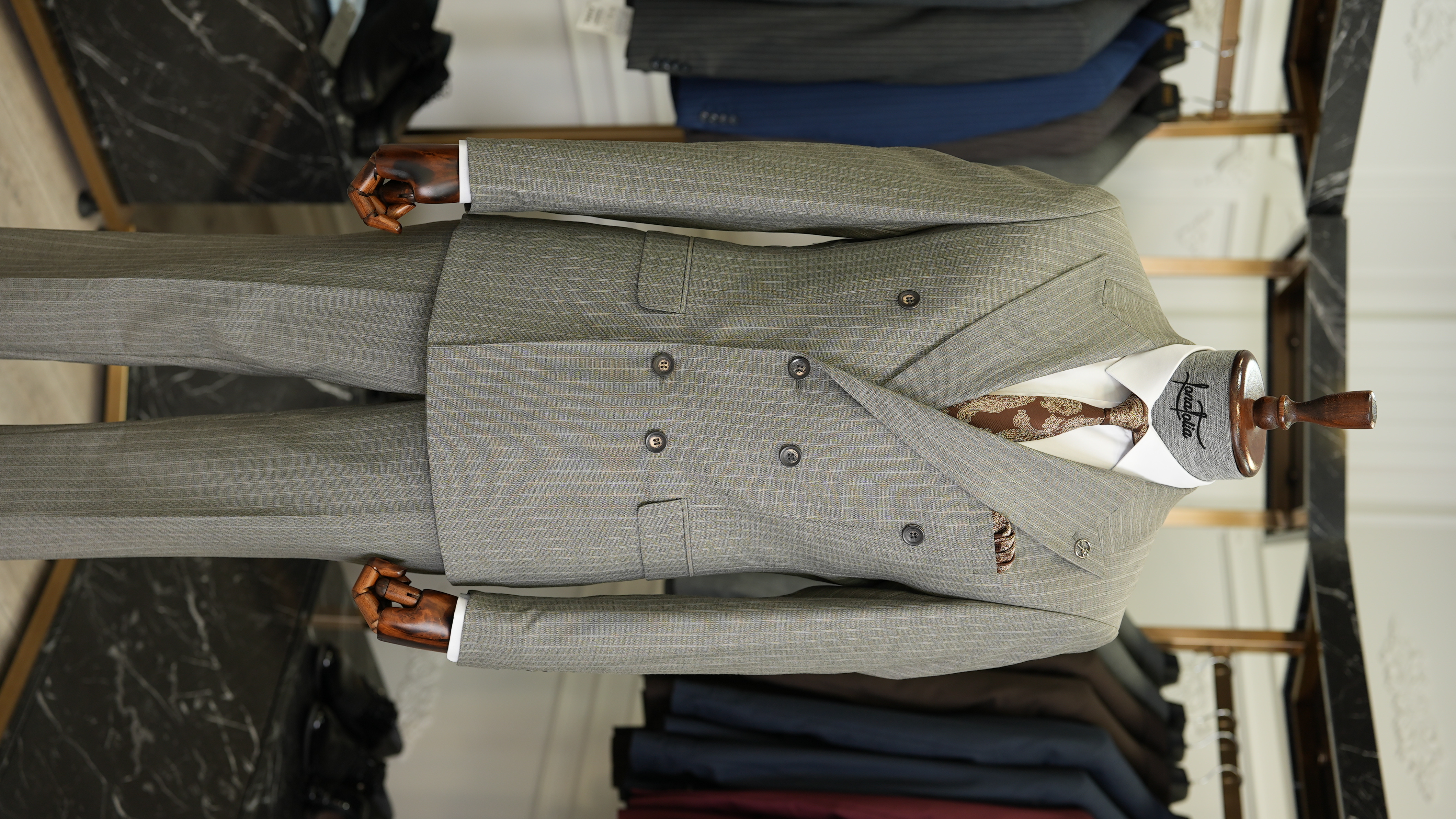 Pantaloni da giacca da abito slim fit da uomo - Marrone latte