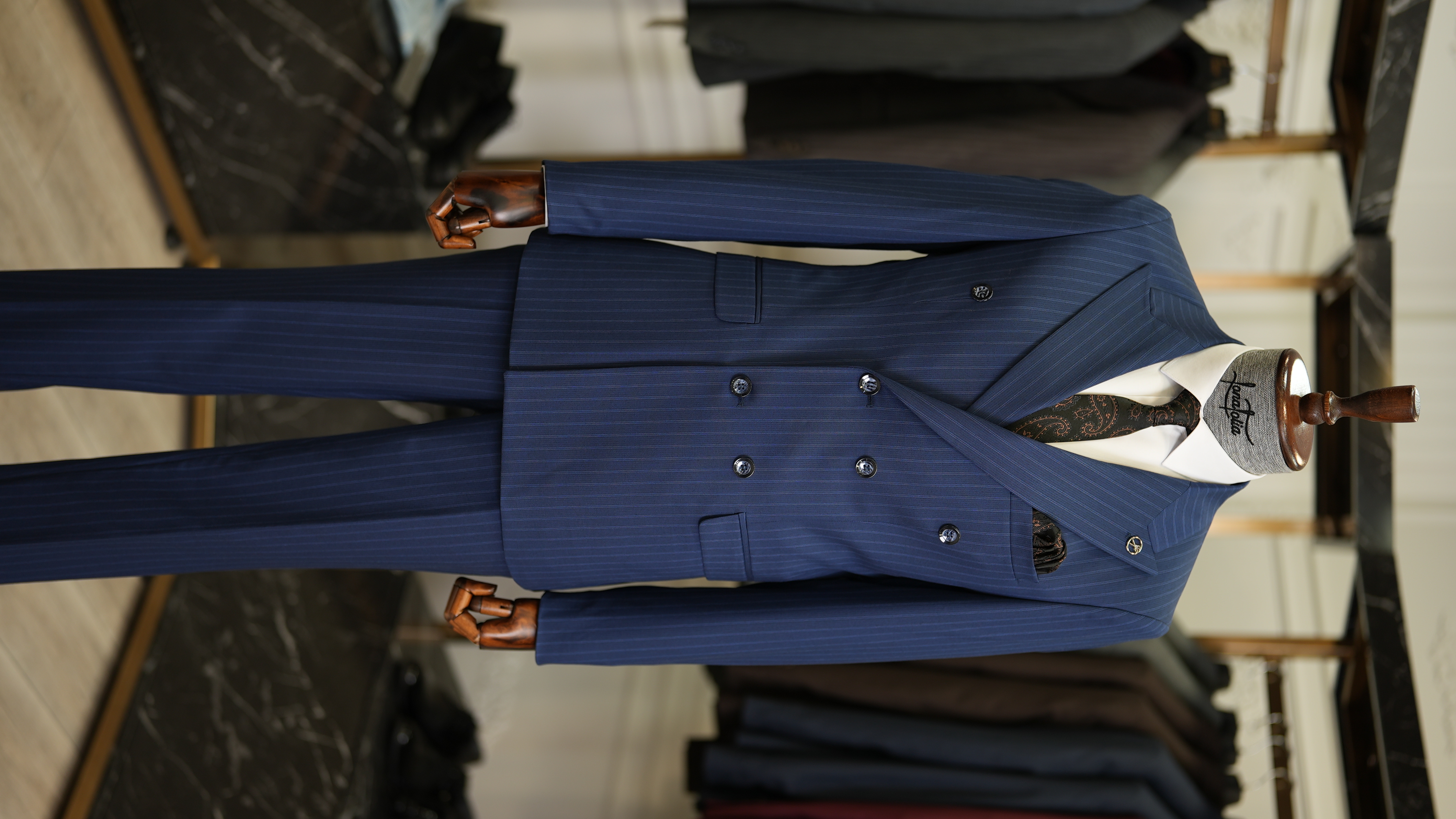 Pantaloni da giacca da abito slim fit da uomo - Blu Saks
