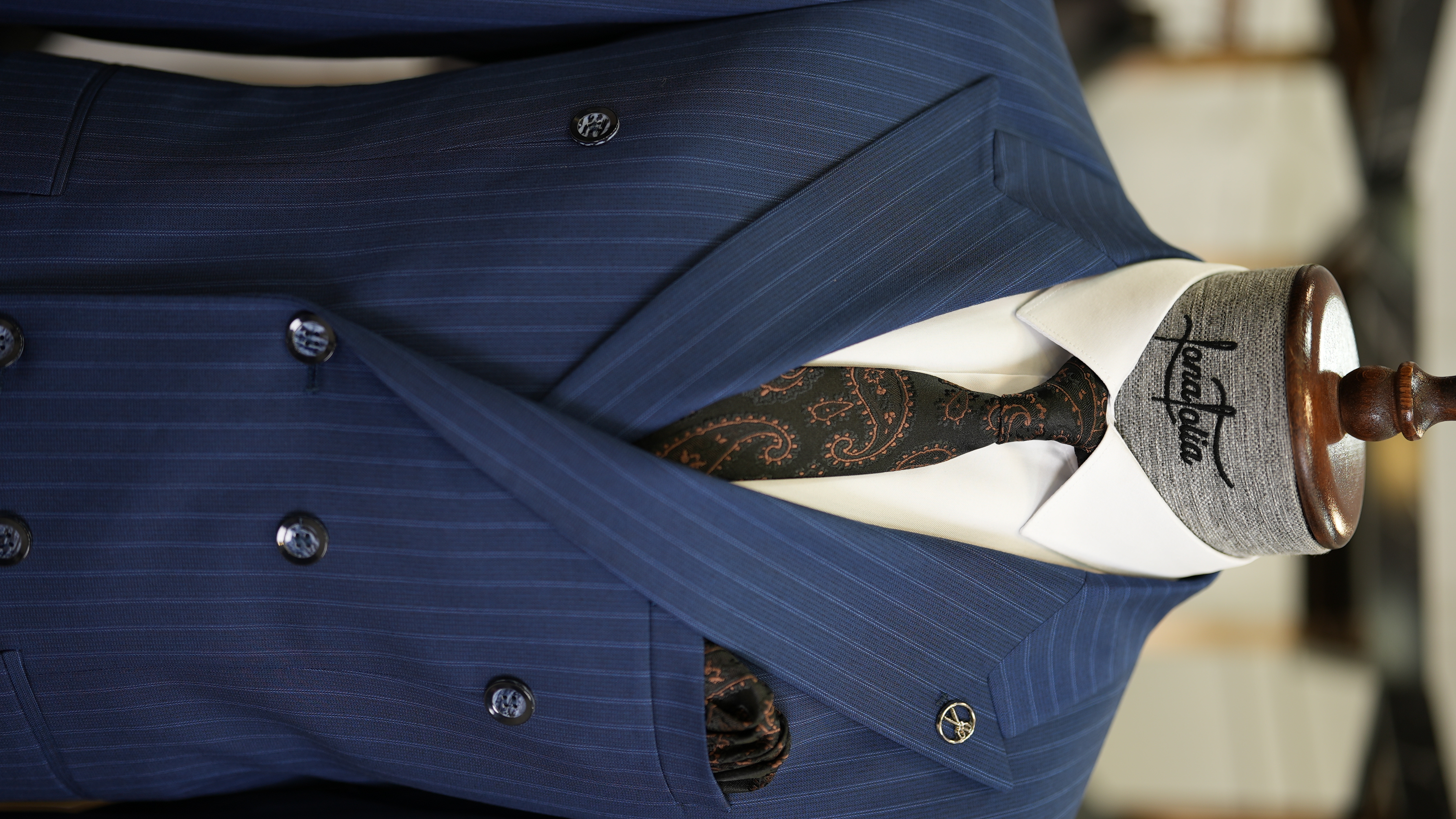 Pantaloni da giacca da abito slim fit da uomo - Blu Saks