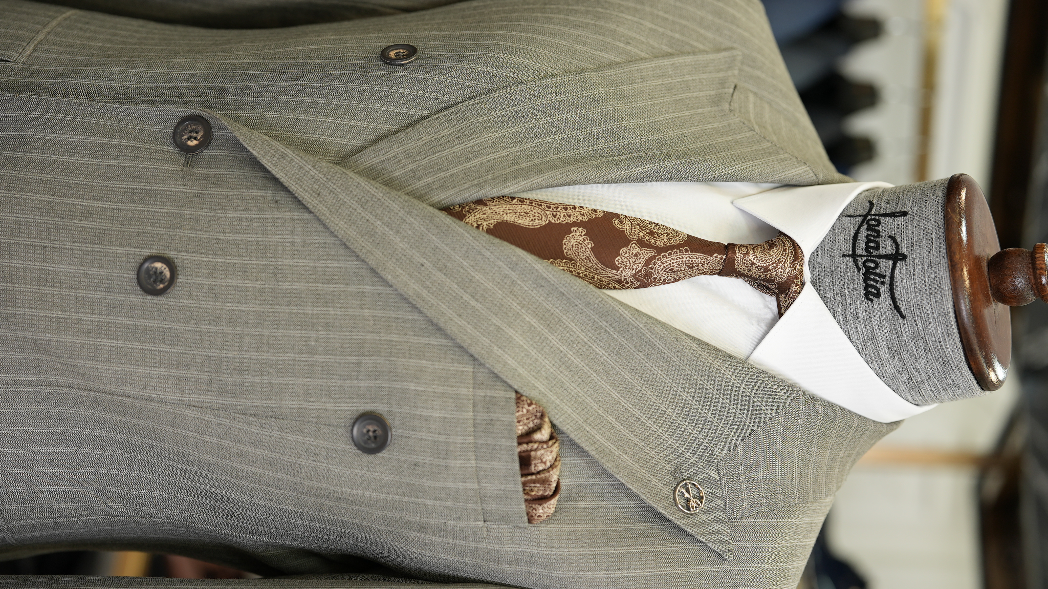 Pantaloni da giacca da abito slim fit da uomo - Marrone latte