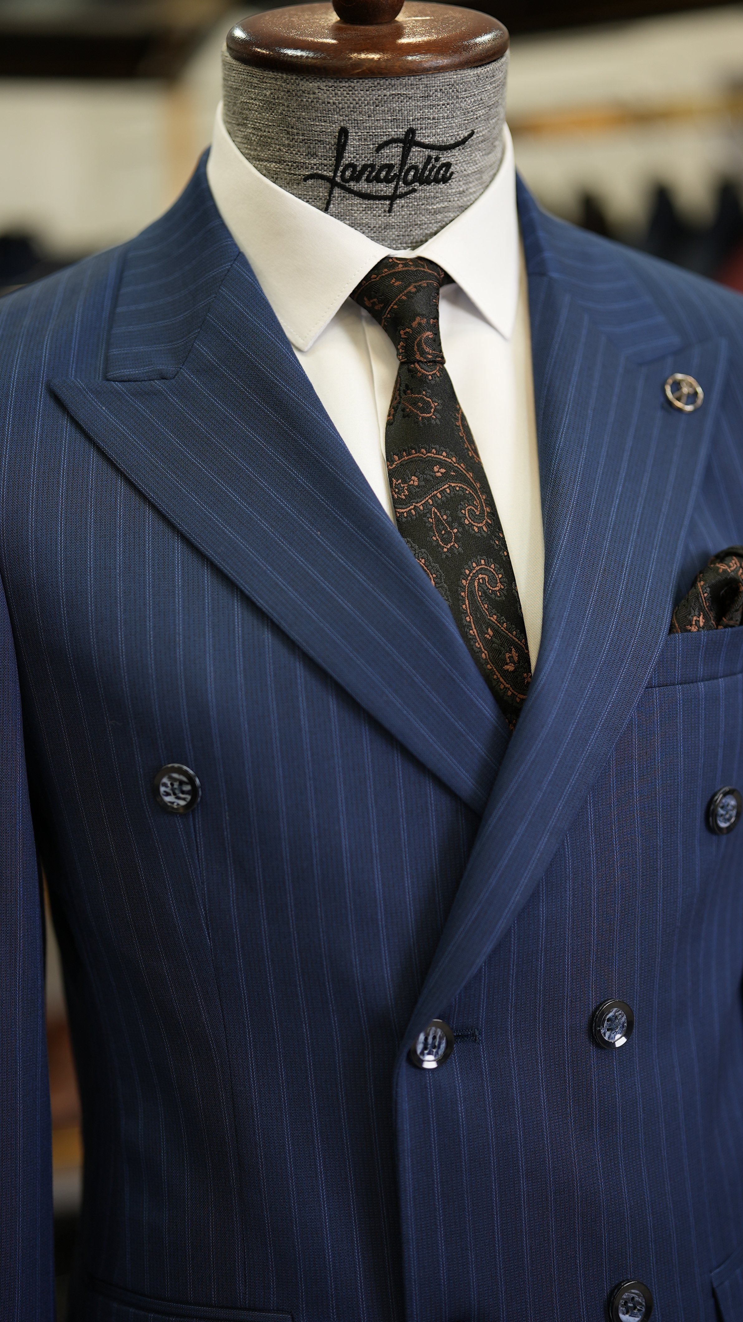 Pantaloni da giacca da abito slim fit da uomo - Blu Saks