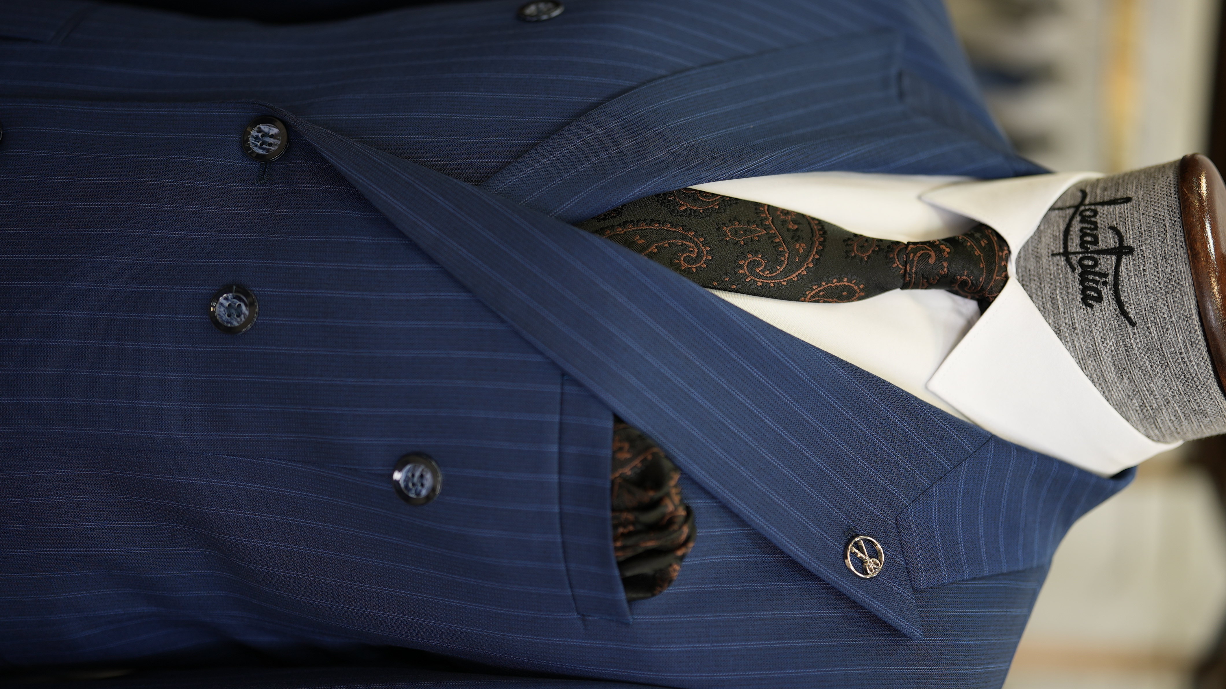 Pantaloni da giacca da abito slim fit da uomo - Blu Saks