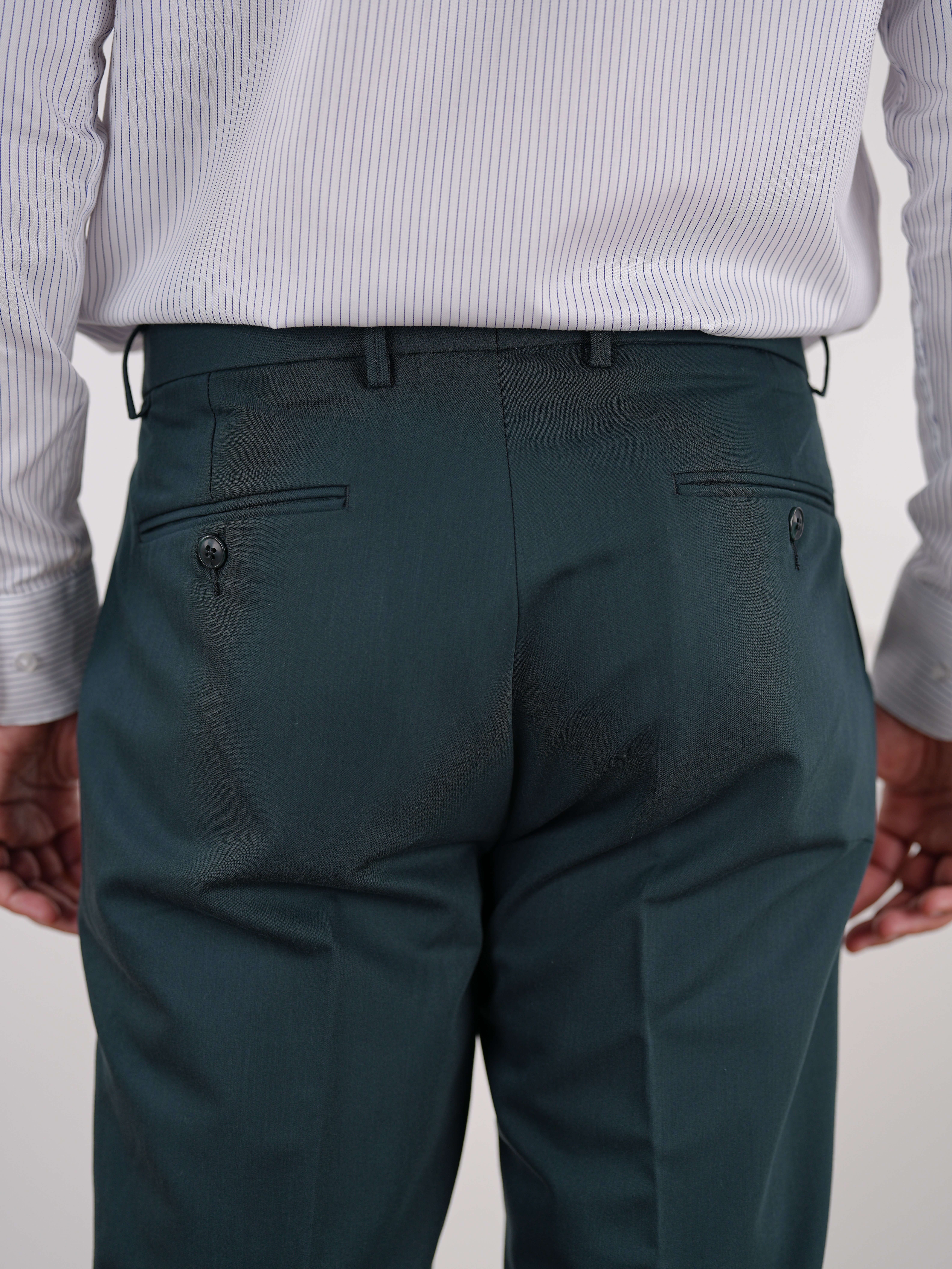 Erkek Slim Fit Yüksek Bel Duble Paça Kumaş Pantolon - Haki