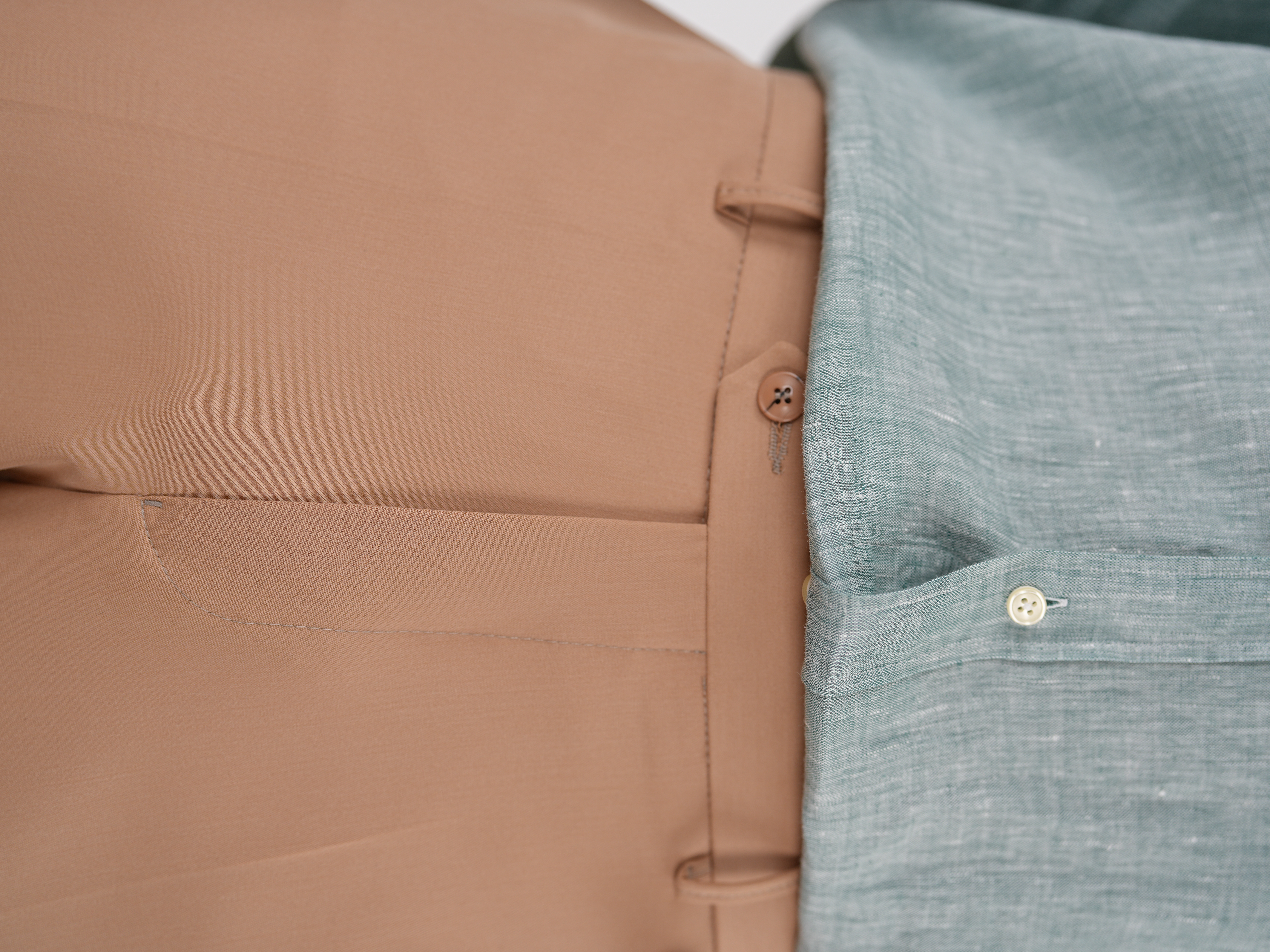 Erkek Slim Fit Yüksek Bel Duble Paça Kumaş Pantolon - Krem