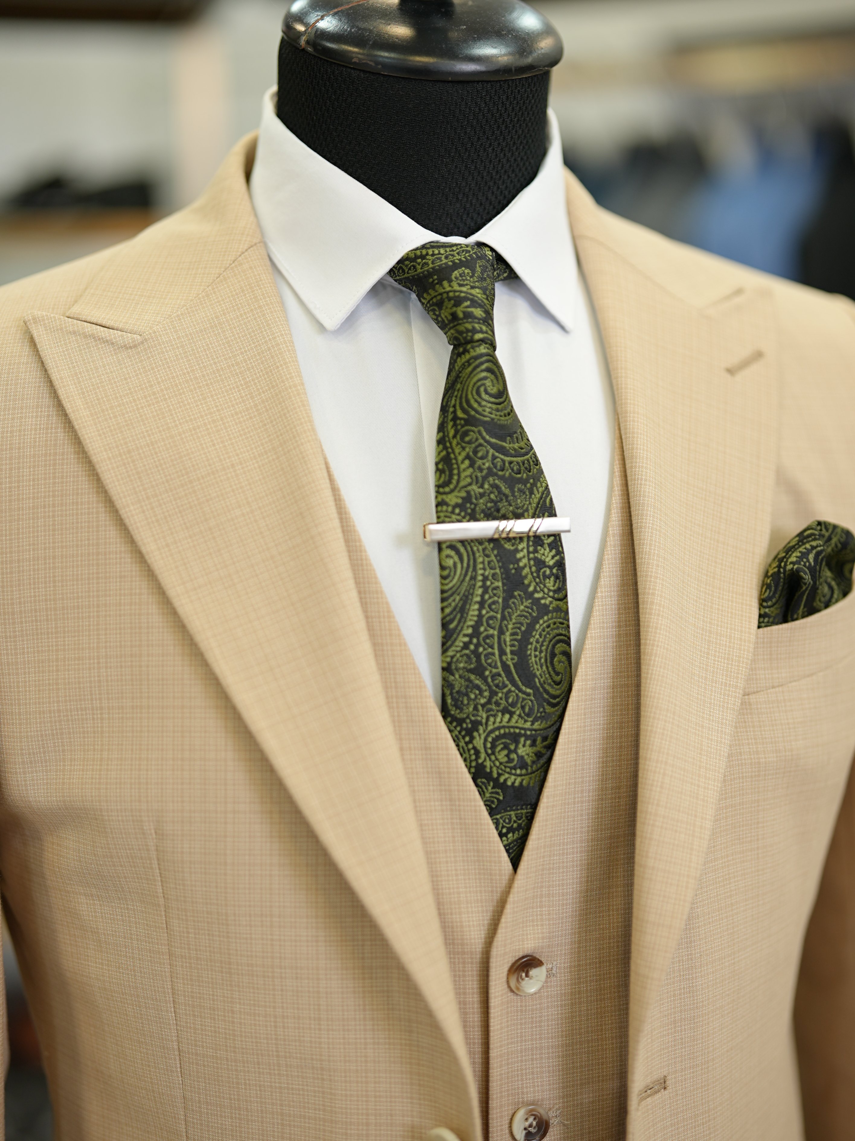 Abito da uomo collo a rondine stile italiano giacca slim fit gilet pantaloni - caffè latte