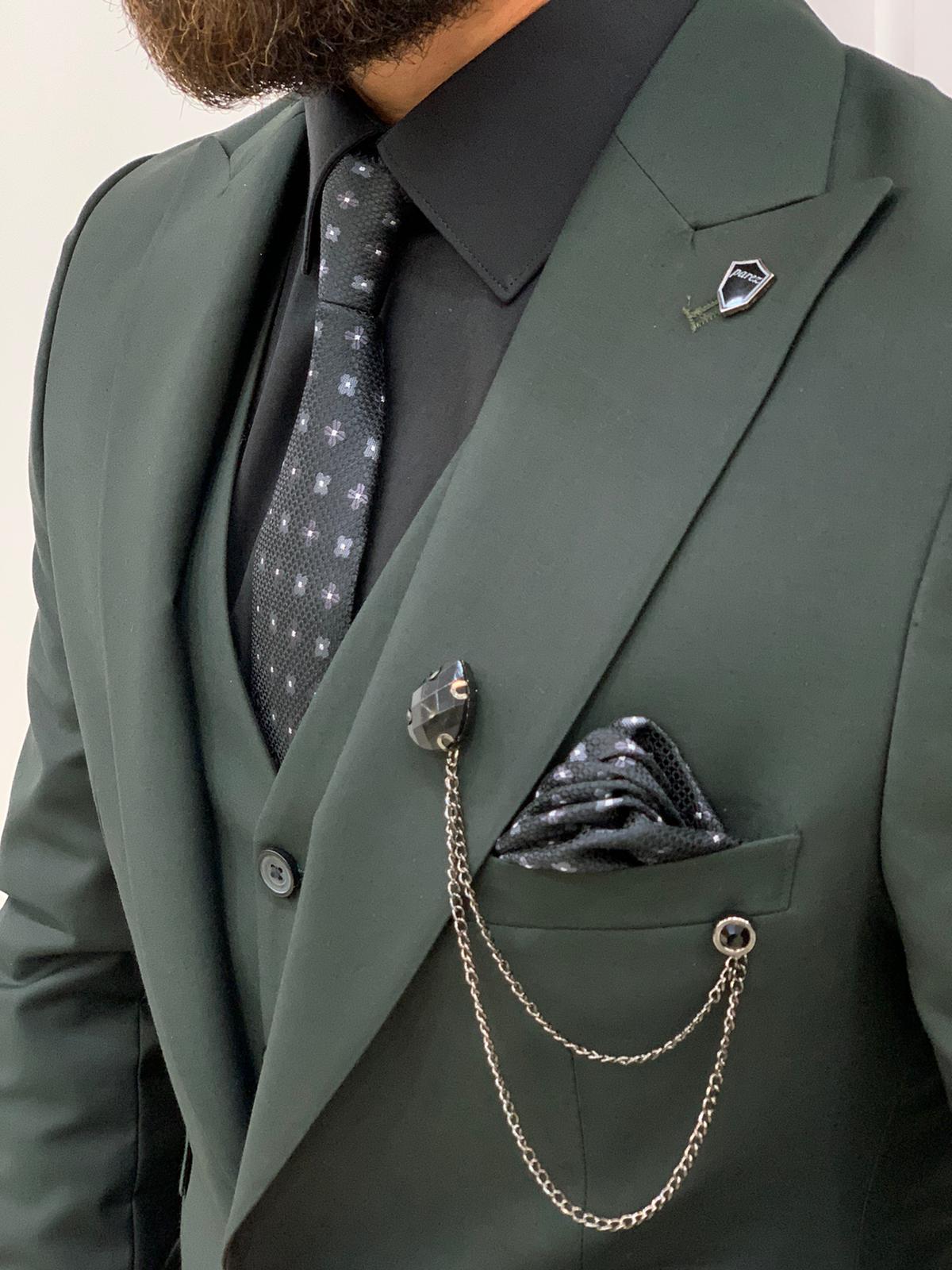 Pantaloni da giacca e gilet da abito slim fit da uomo - Cachi