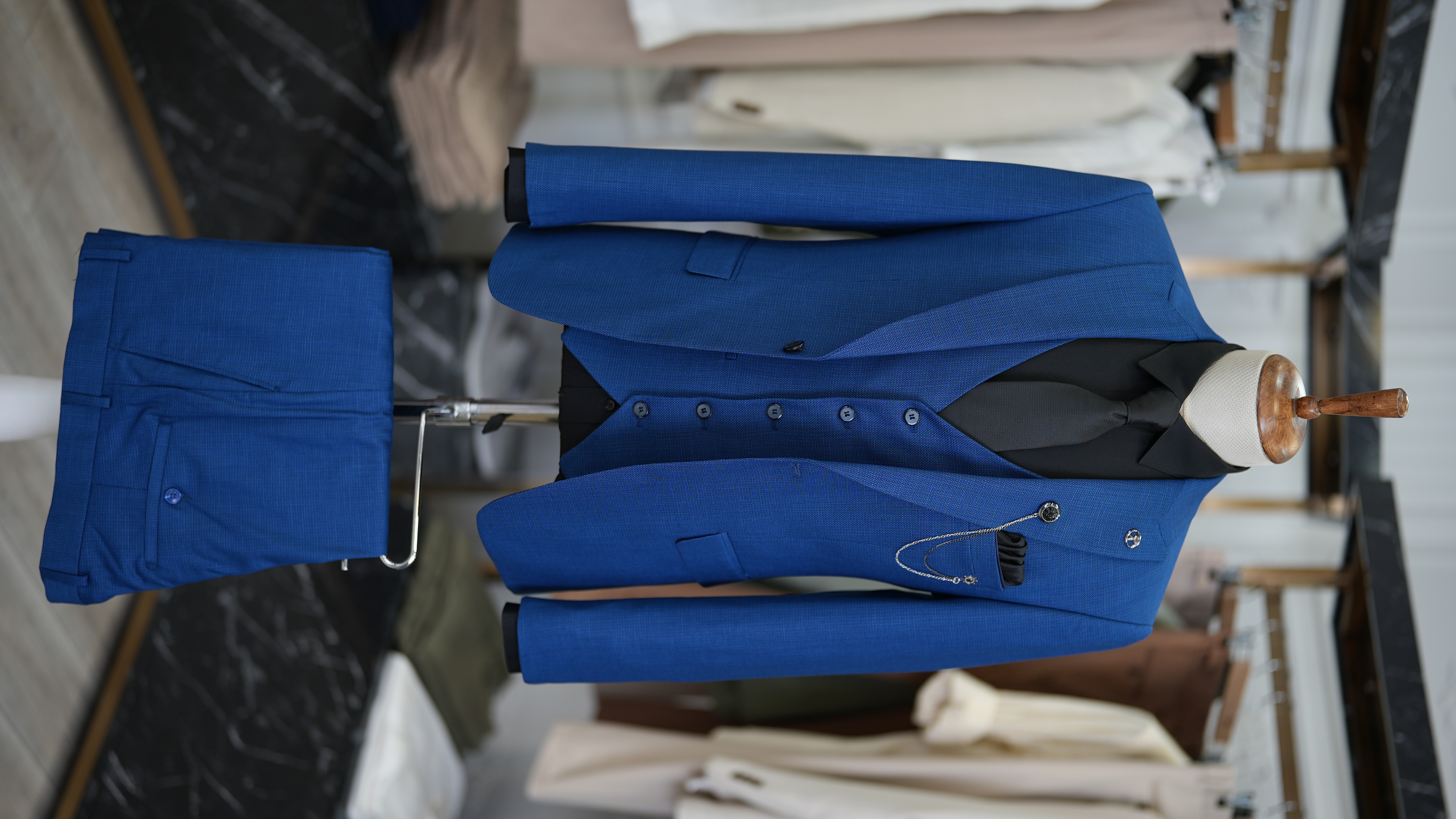 Pantaloni da abito da uomo slim fit con giacca stile italiano - Blu
