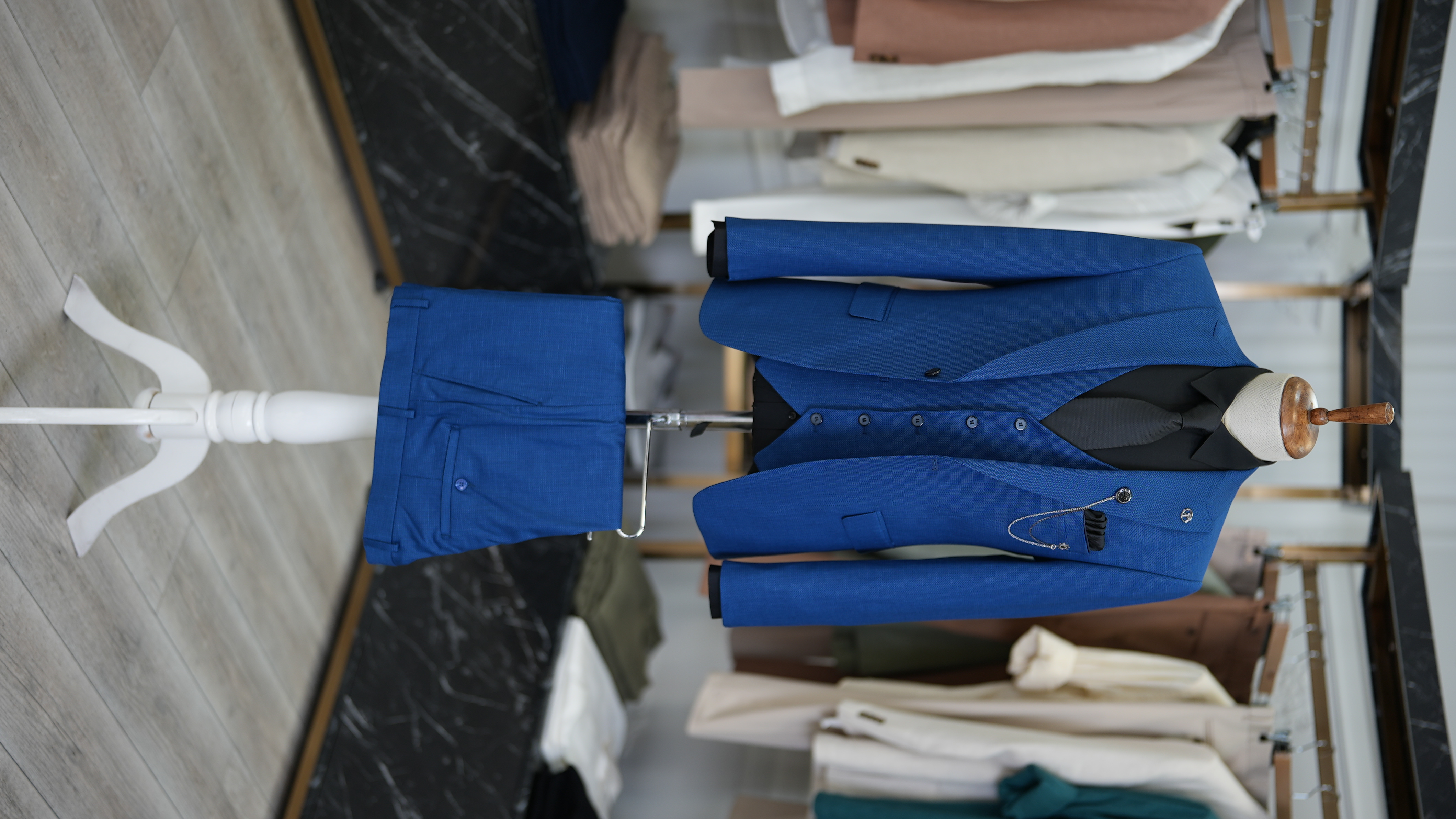 Pantaloni da abito da uomo slim fit con giacca stile italiano - Blu