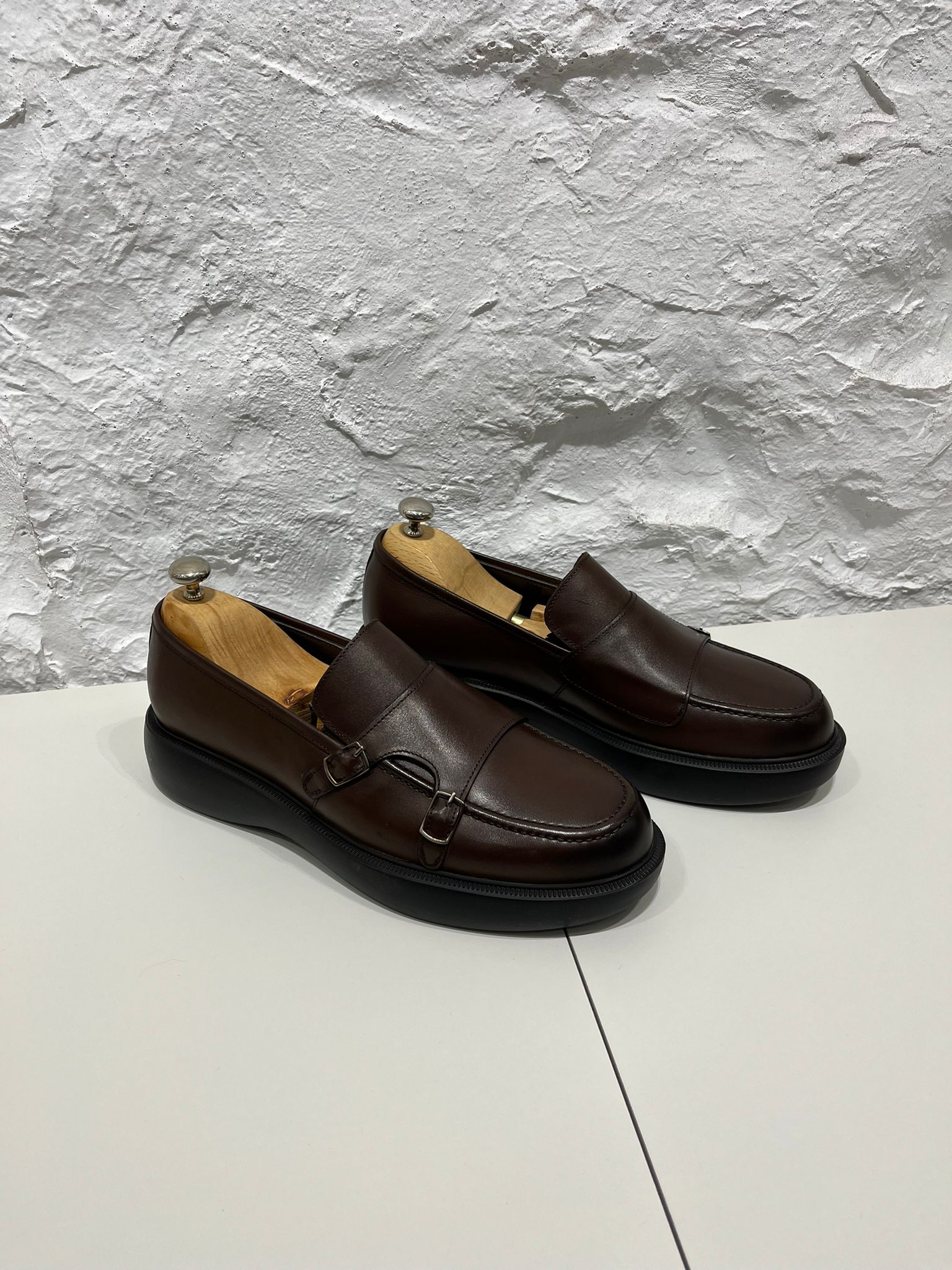 ERKEK TOKALI EVA TABAN DERİ AYAKKABI - Acı Kahve