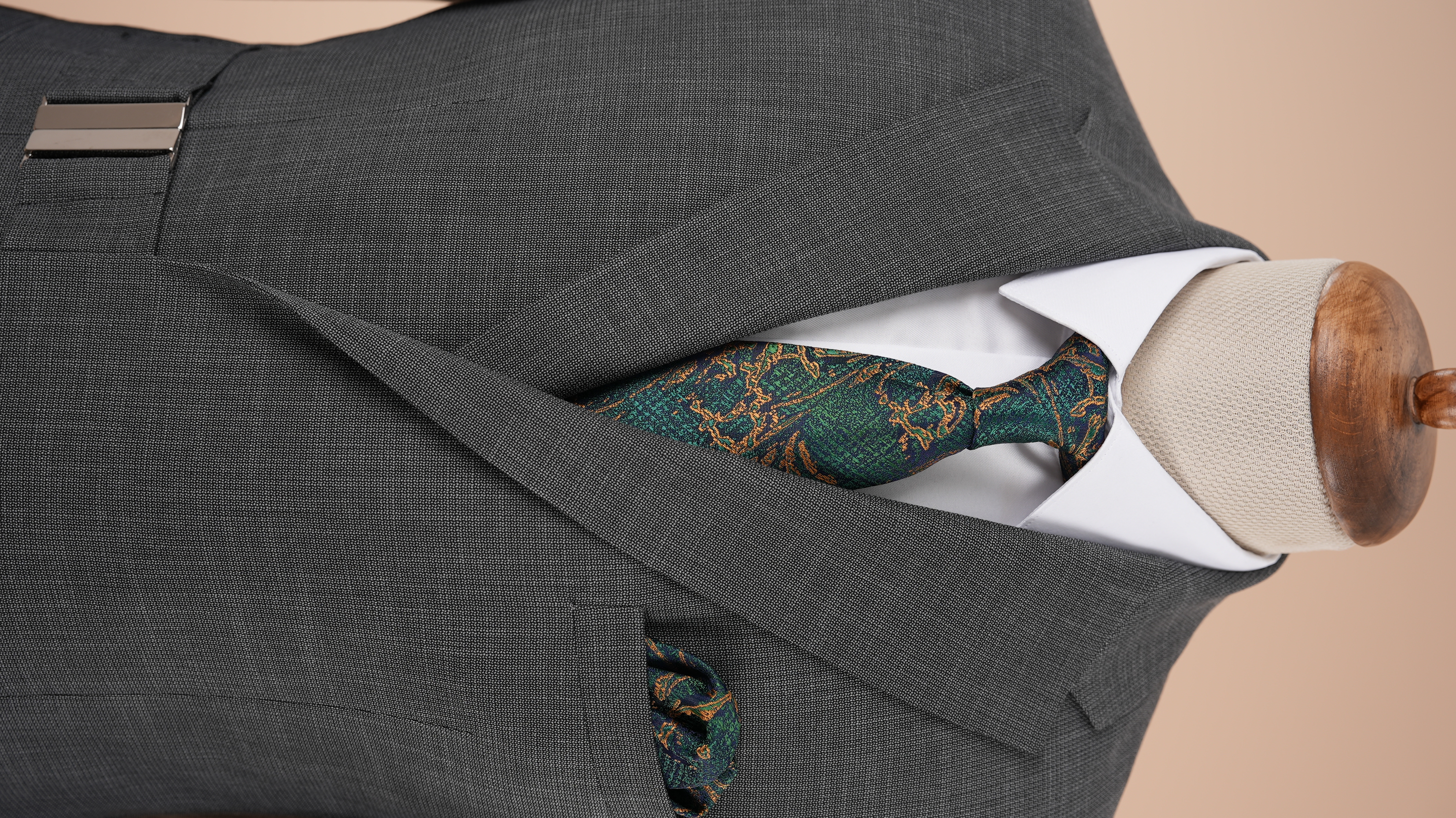 Pantaloni da giacca slim fit stile italiano con fibbia doppiopetto da uomo - Grigio