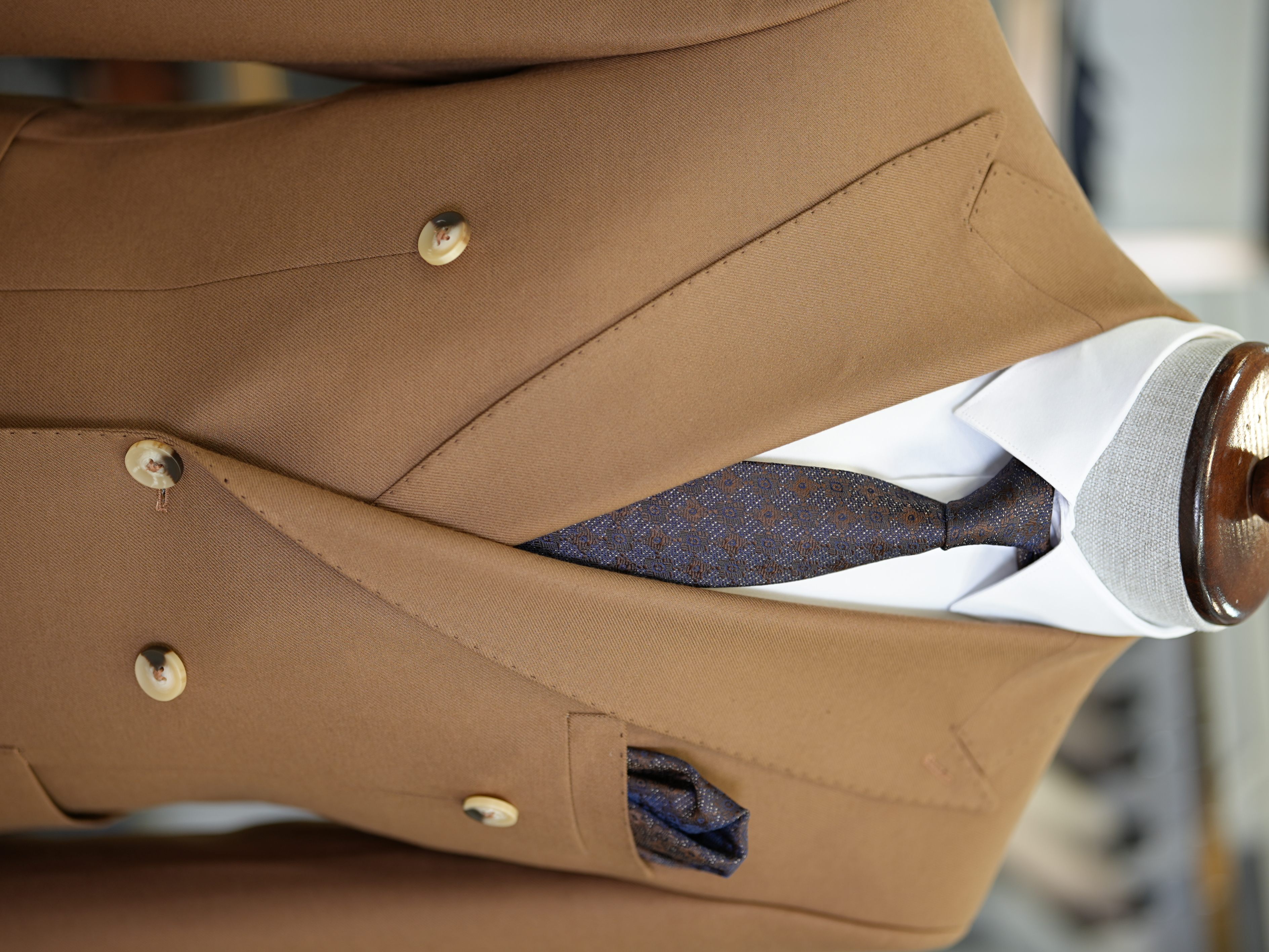 Pantaloni da giacca da abito stile italiano slim fit semifoderati - Cammello