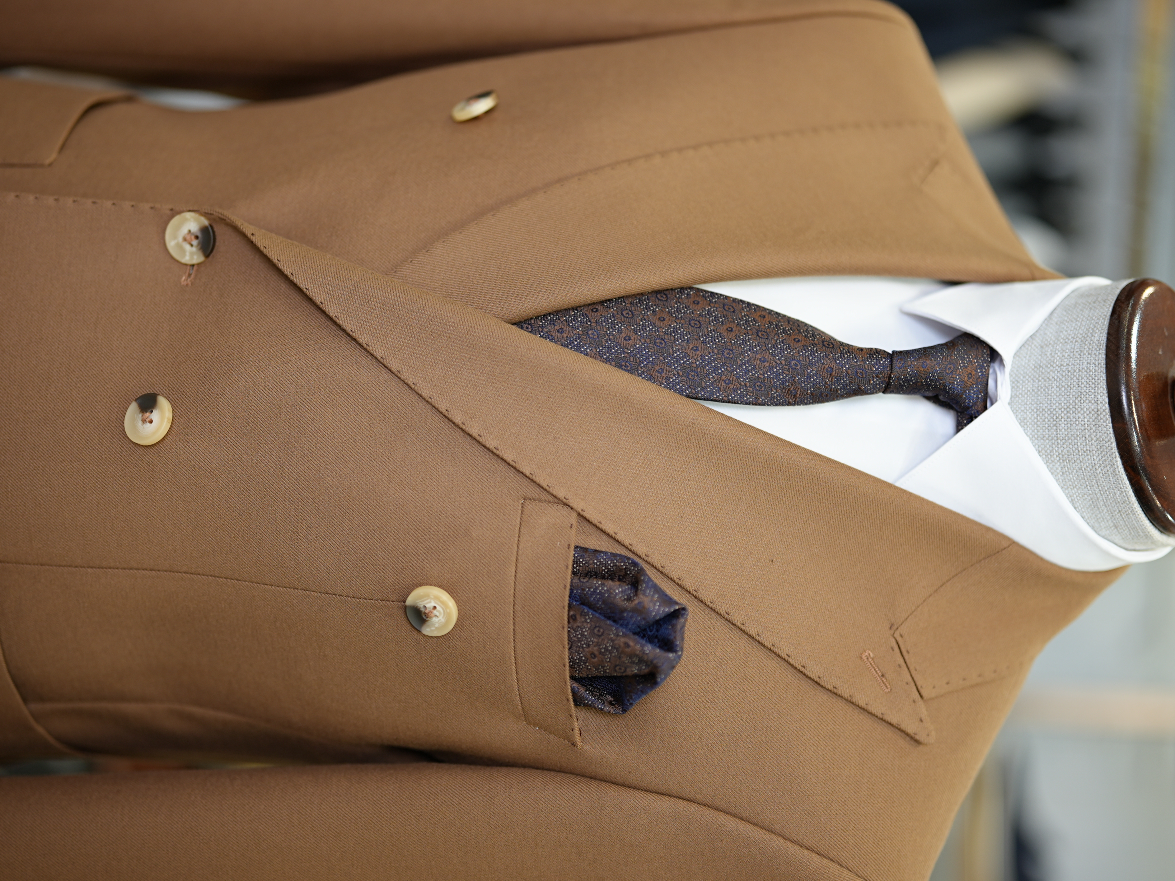 Pantaloni da giacca da abito stile italiano slim fit semifoderati - Cammello