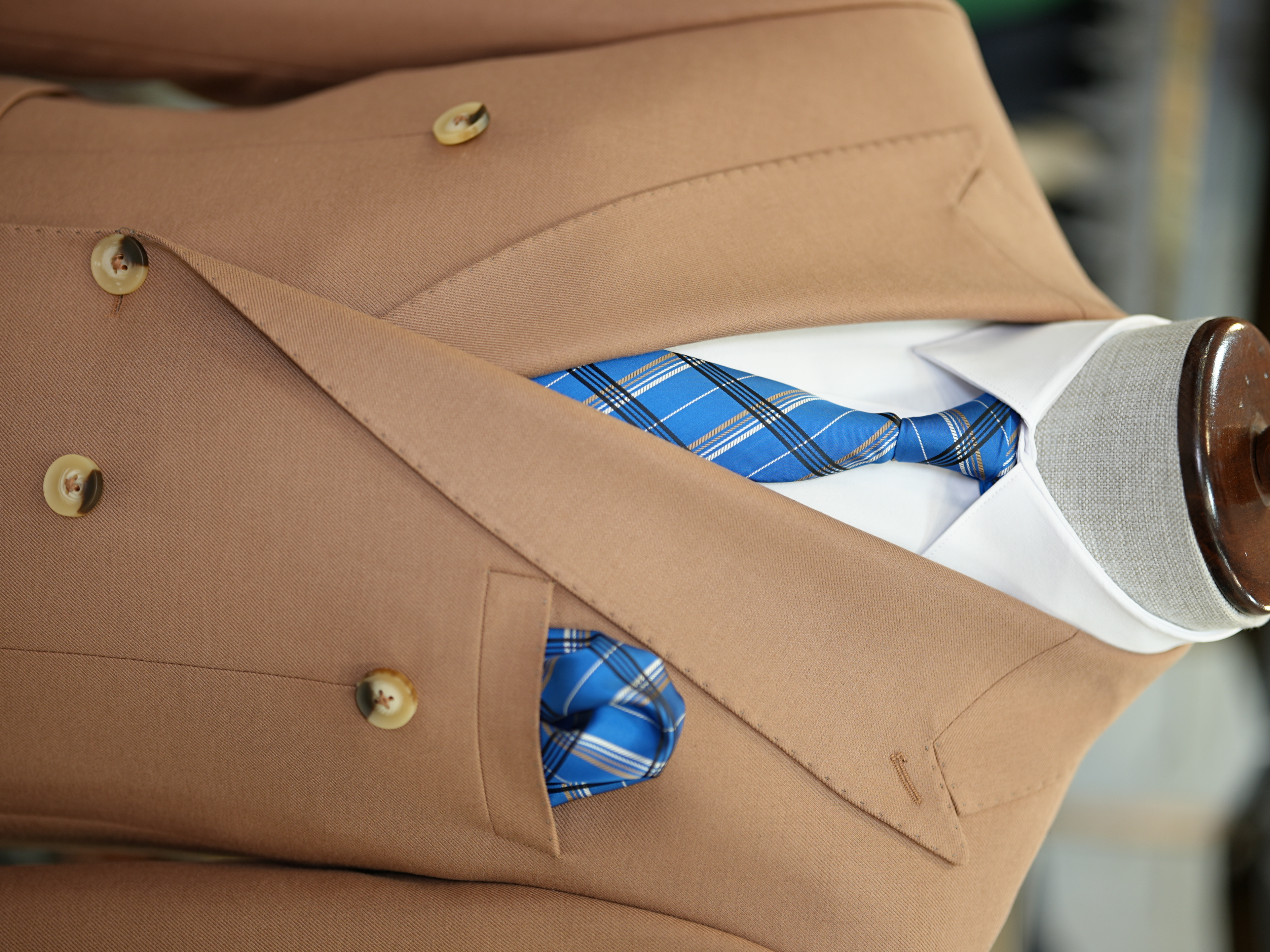 Pantaloni da giacca da abito stile italiano slim fit semifoderati da uomo - Marrone chiaro