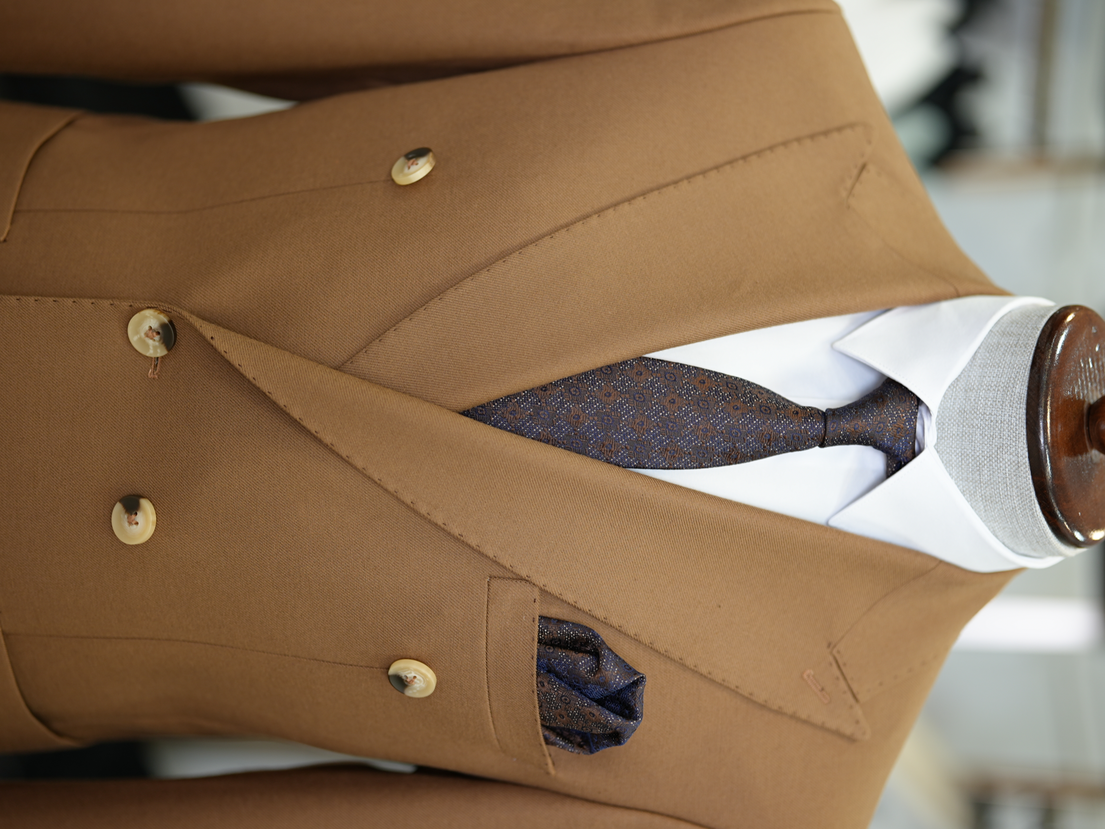 Pantaloni da giacca da abito stile italiano slim fit semifoderati - Cammello