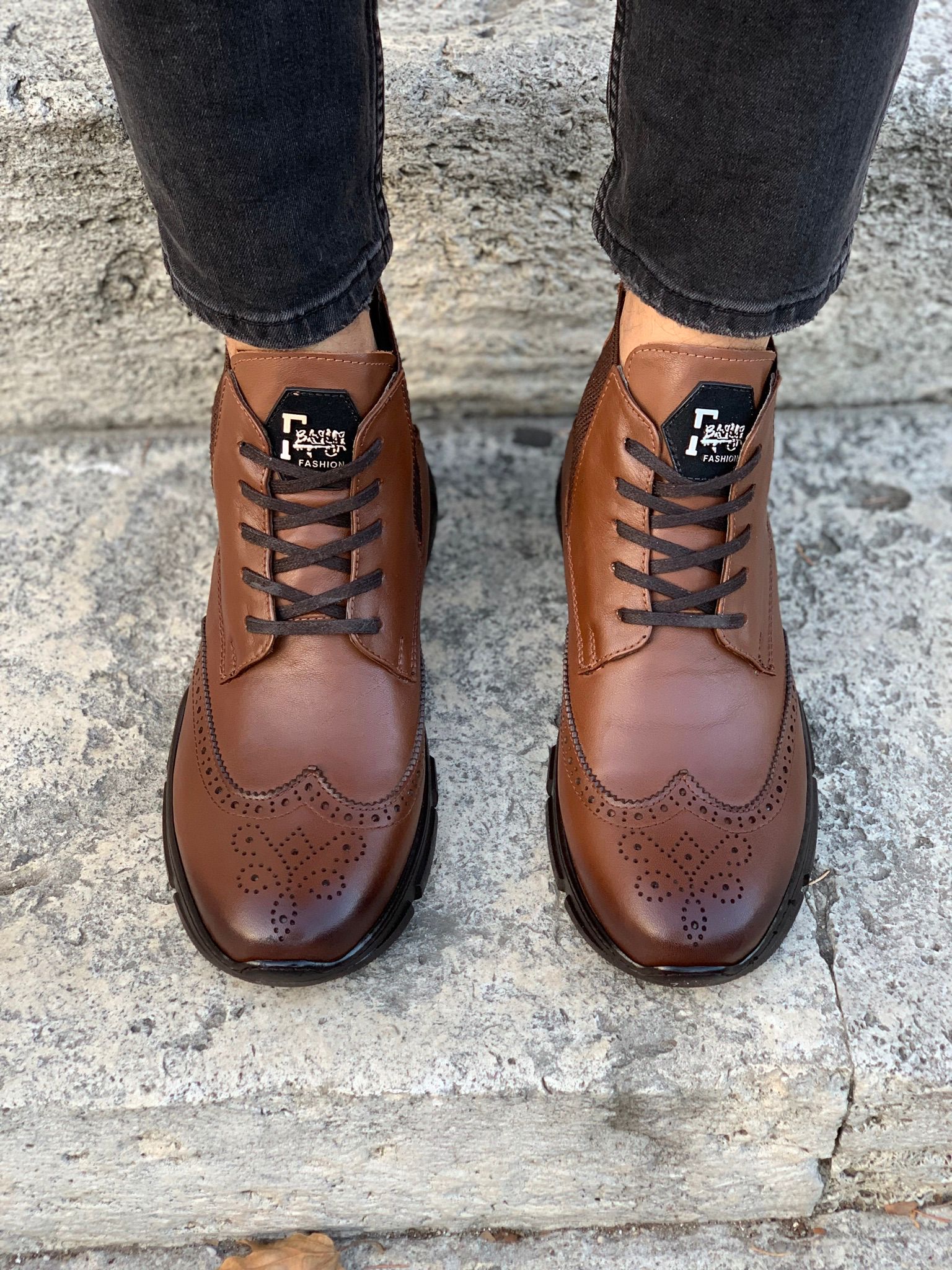 Hakiki Deri Bağcıklı Bot-Taba