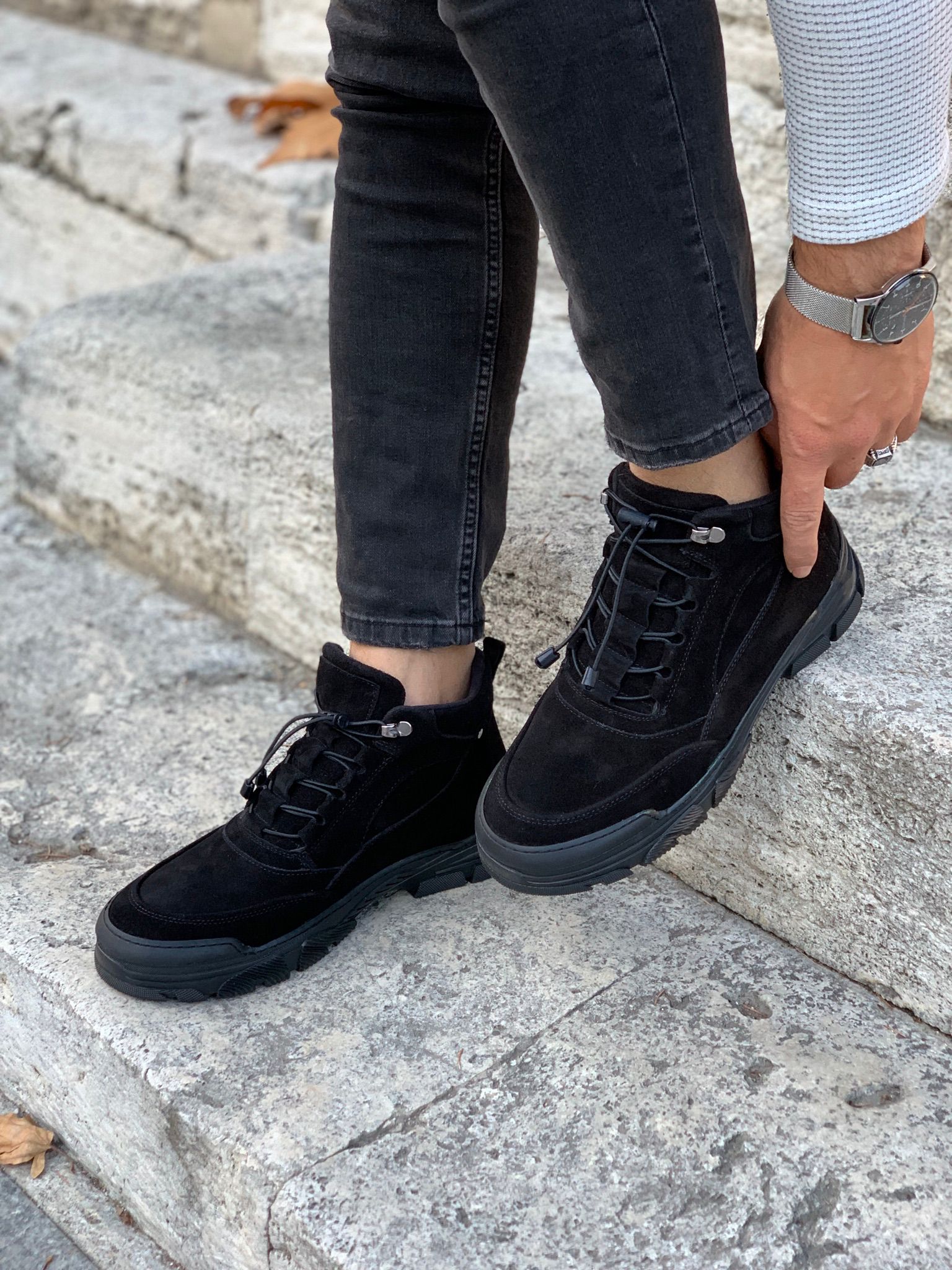 HAKİKİ DERİ BOT-Siyah Süet