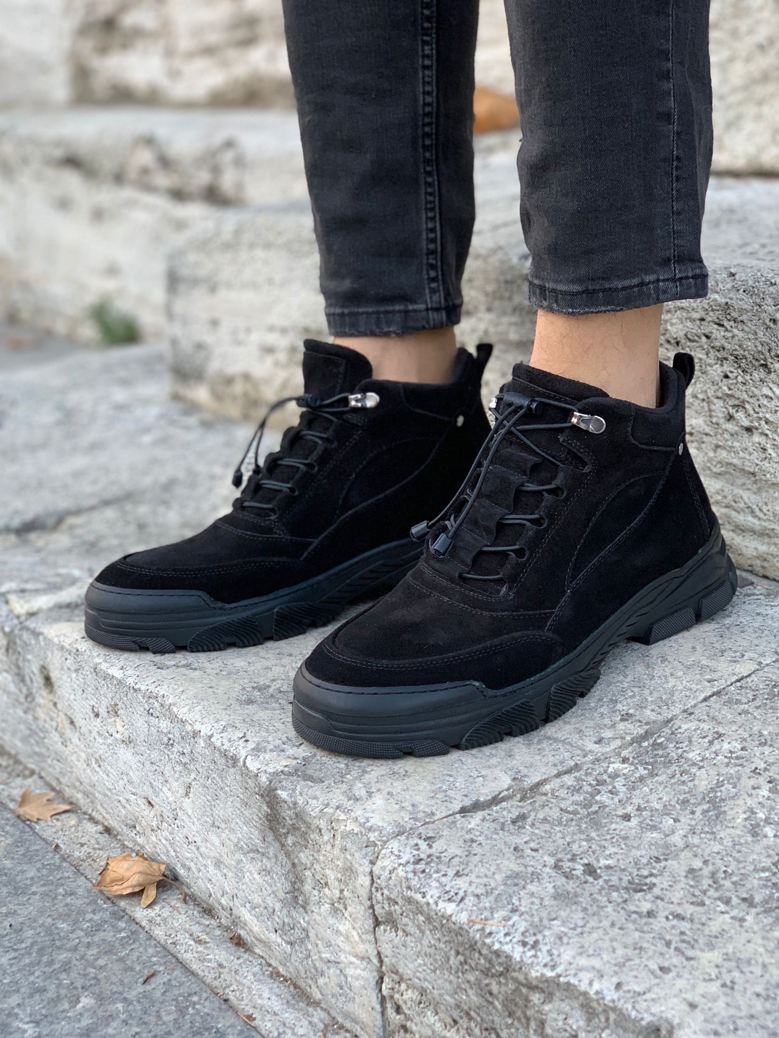 HAKİKİ DERİ BOT-Siyah Süet