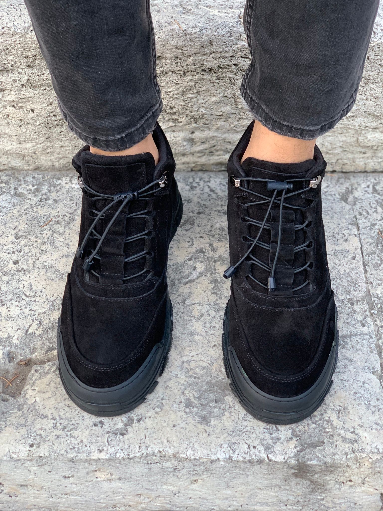 HAKİKİ DERİ BOT-Siyah Süet