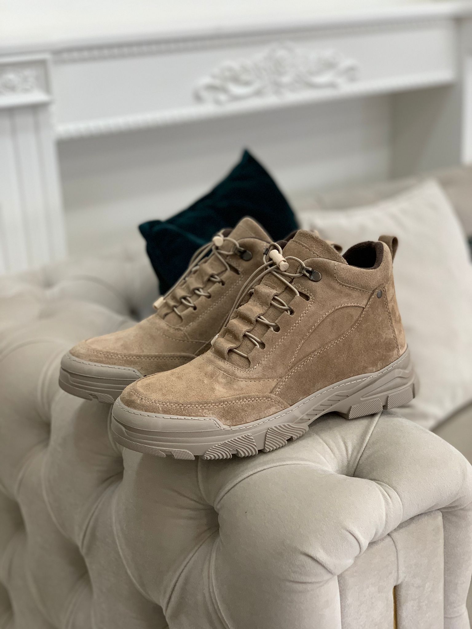 HAKİKİ DERİ BOT-Süet Sütlü Kahve