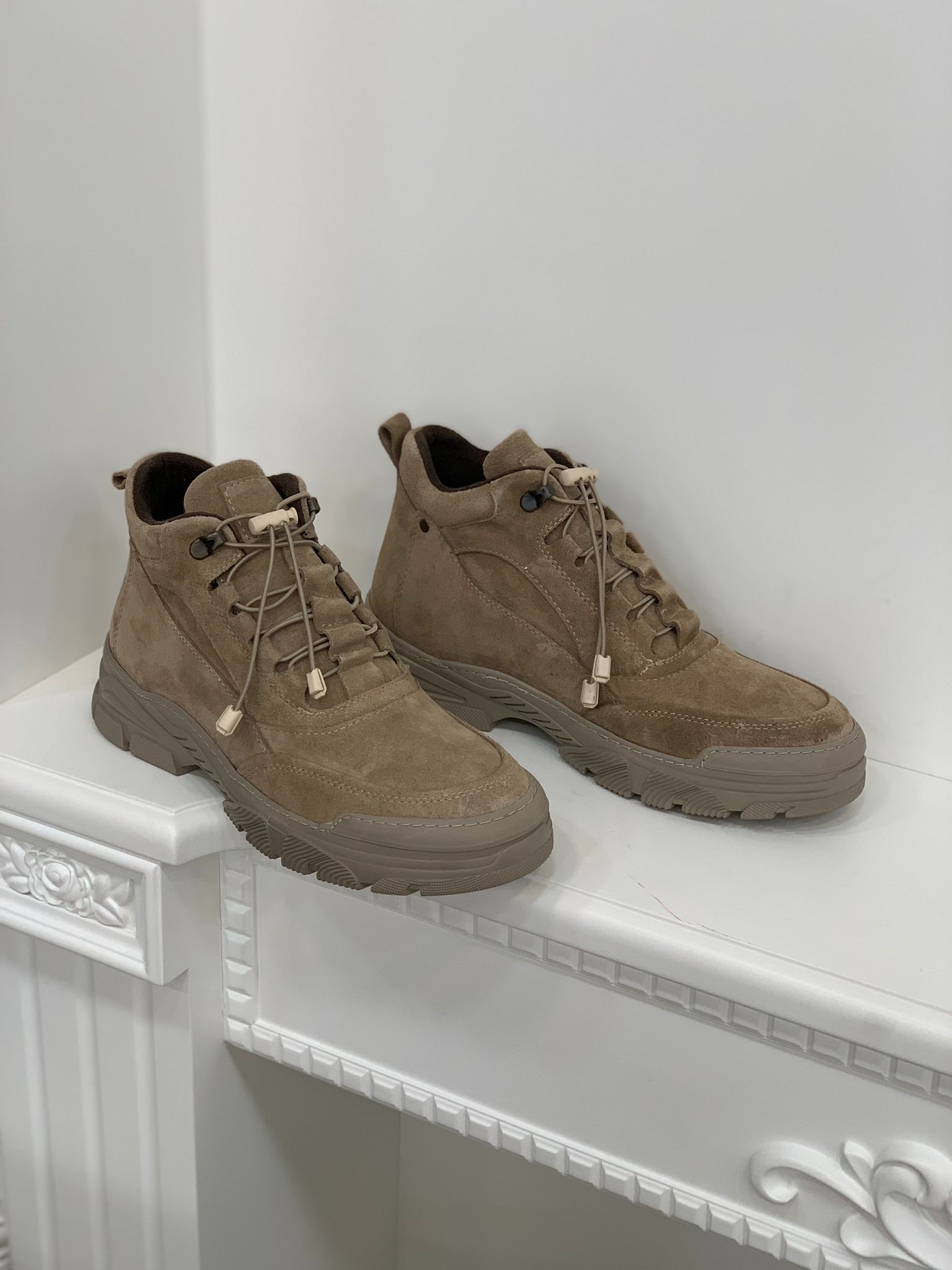 HAKİKİ DERİ BOT-Süet Sütlü Kahve