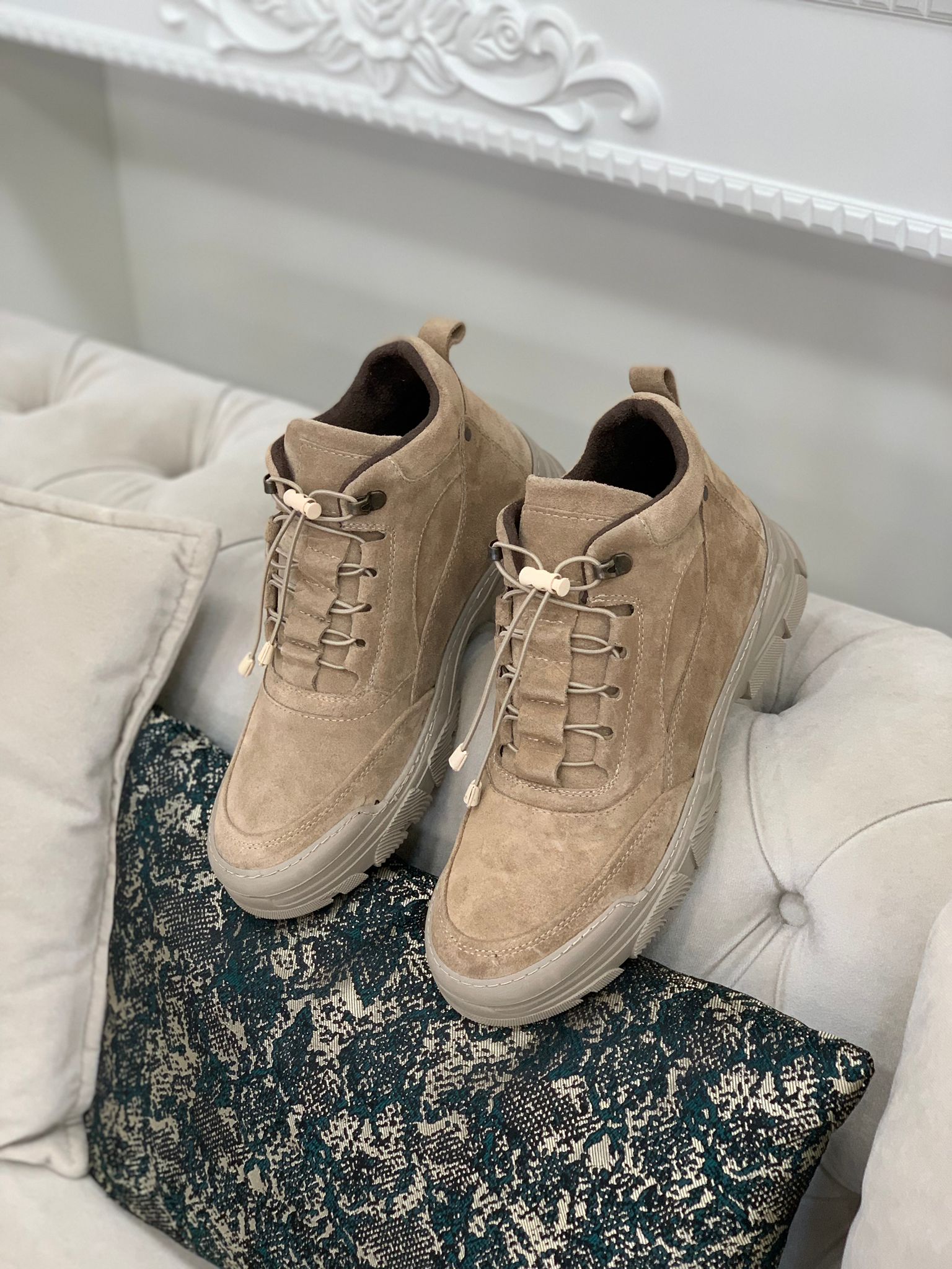 HAKİKİ DERİ BOT-Süet Sütlü Kahve