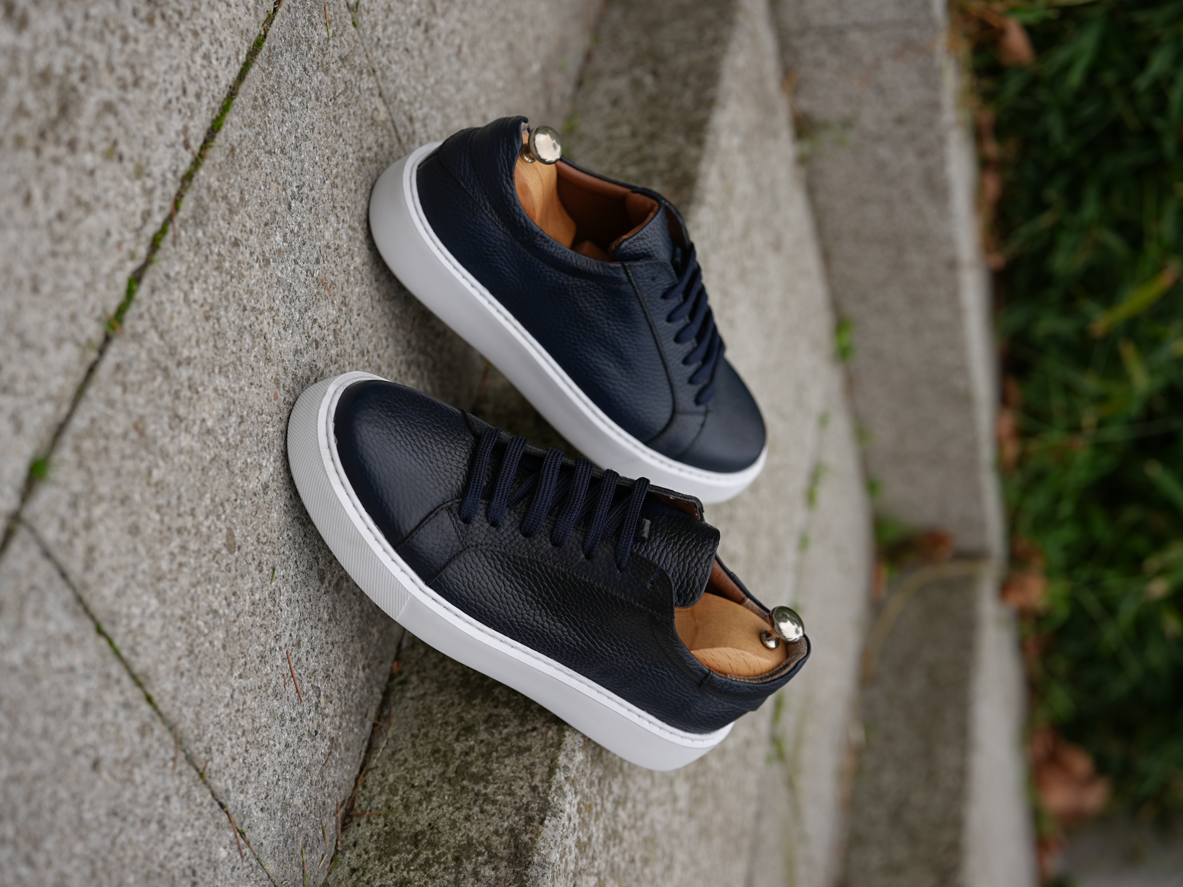 HAKİKİ DERİ EVA TABAN AYAKKABI - Lacivert