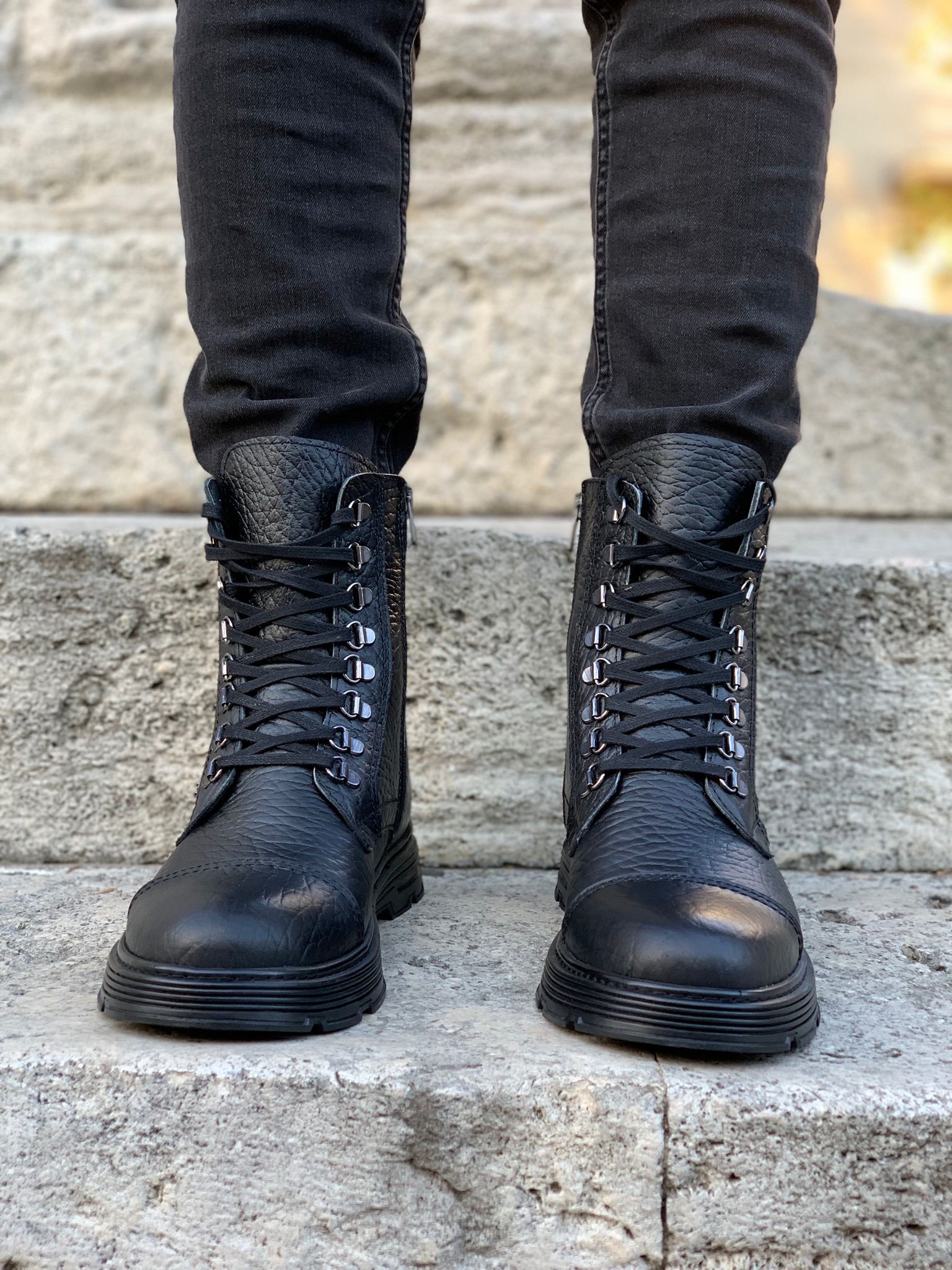 İç Dış Naturel Kışlık Hakiki Deri Bot-Siyah