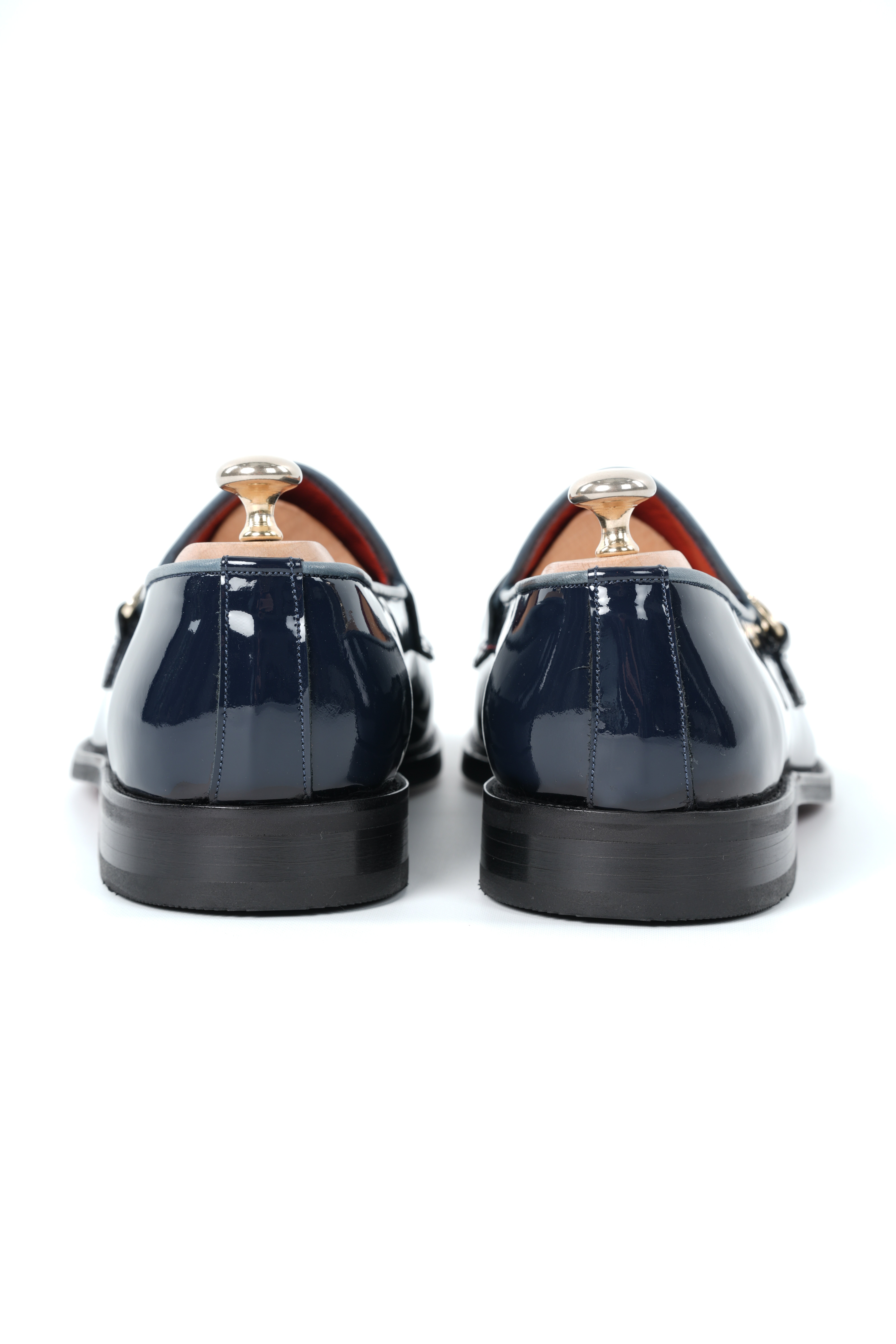 İtalyan Stil İç Dış Rugan Deri Erkek Gold Tokalı Desenli Ayakkabı - Lacivert