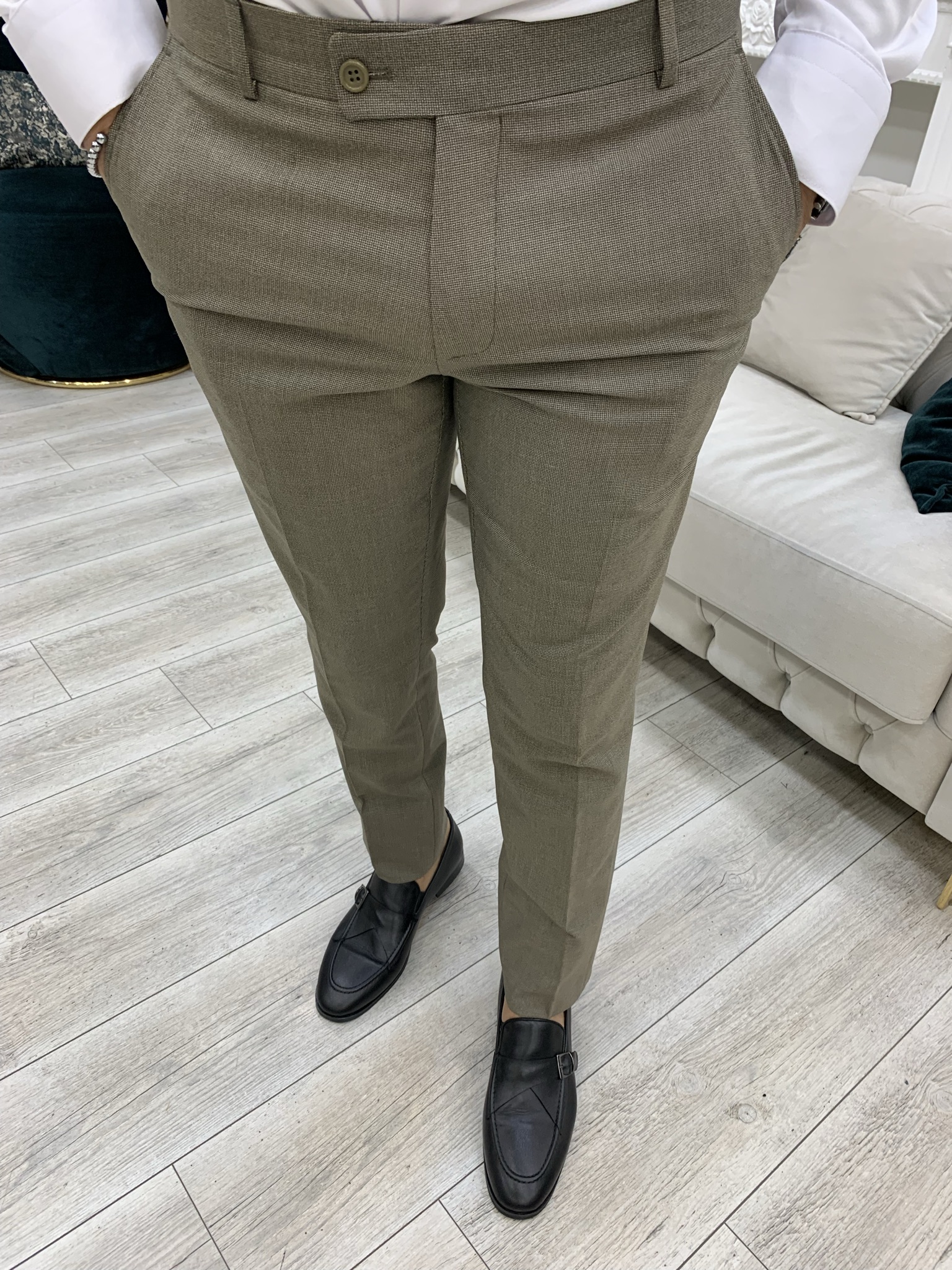 Pantaloni giacca da abito doppiopetto stile italiano - Caffè Latte