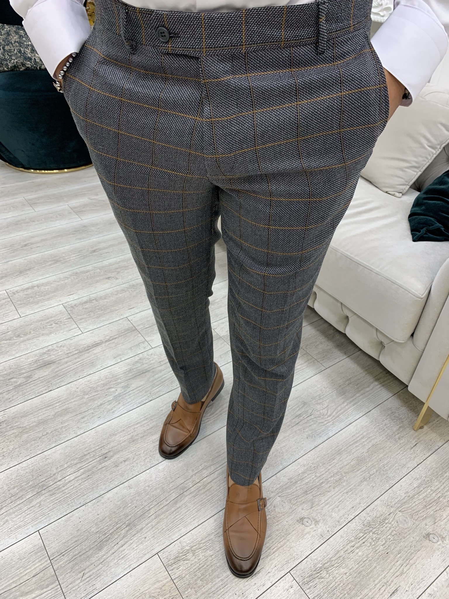 Pantaloni giacca da abito doppiopetto stile italiano - Antracite