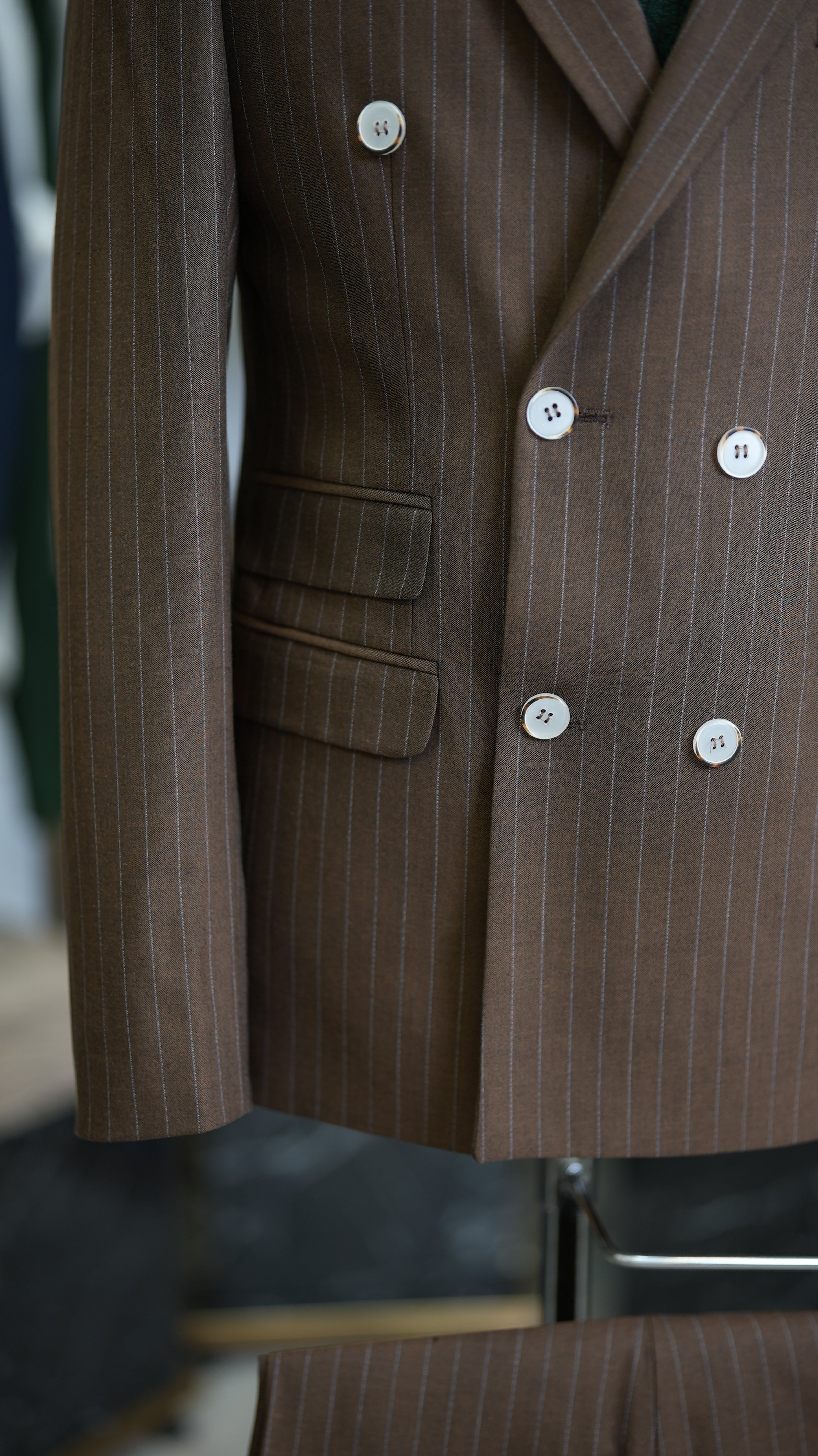 Pantaloni giacca da abito doppiopetto stile italiano - Marrone chiaro