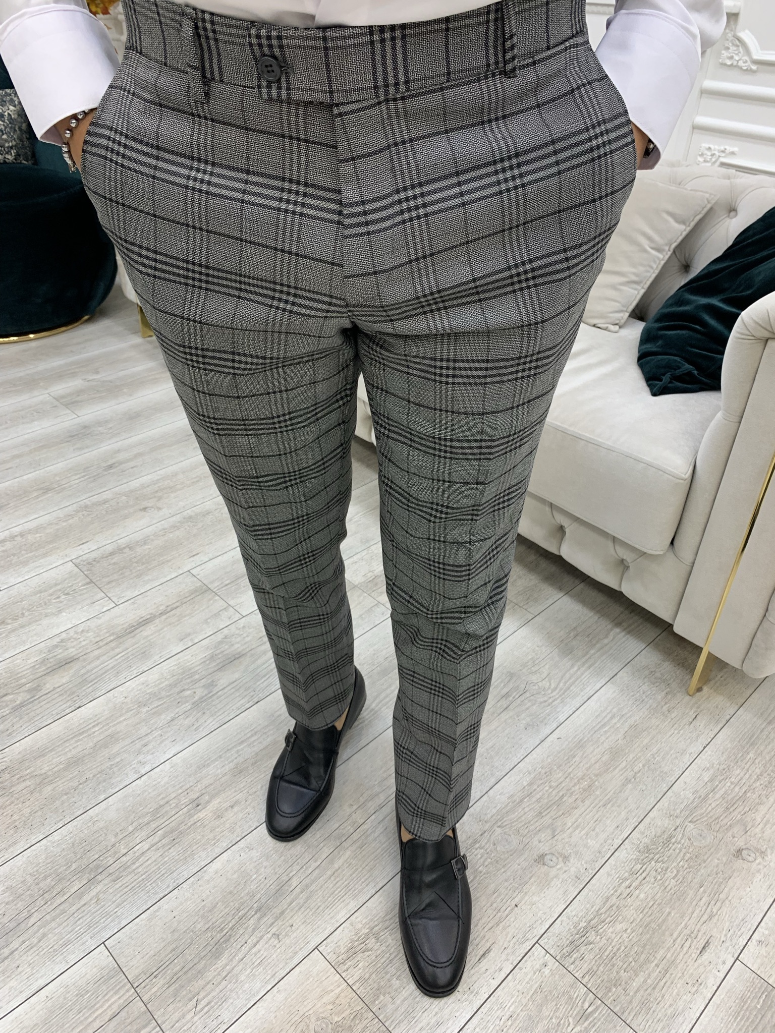 Pantaloni giacca da abito doppiopetto stile italiano - Grigi