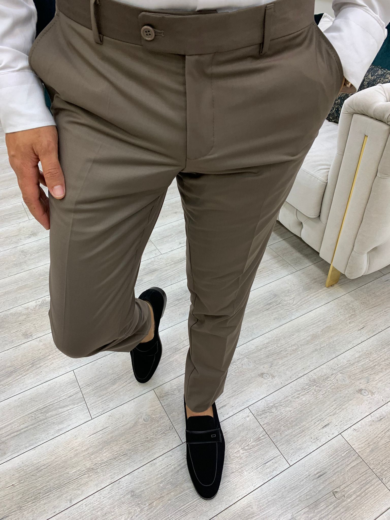Pantaloni giacca da abito doppiopetto stile italiano - Caffè Latte