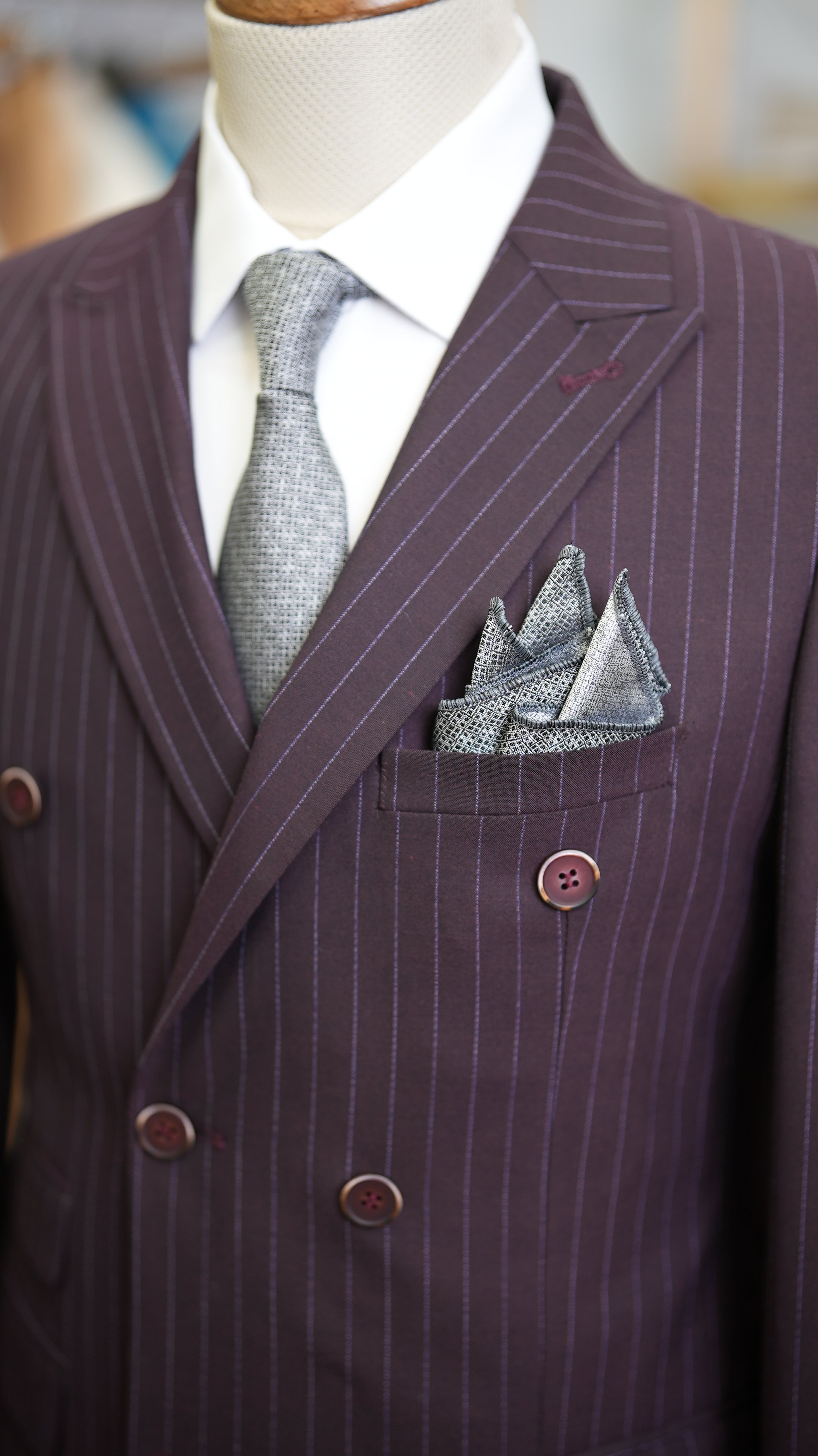 Pantaloni giacca da abito doppiopetto stile italiano - Rosso bordeaux