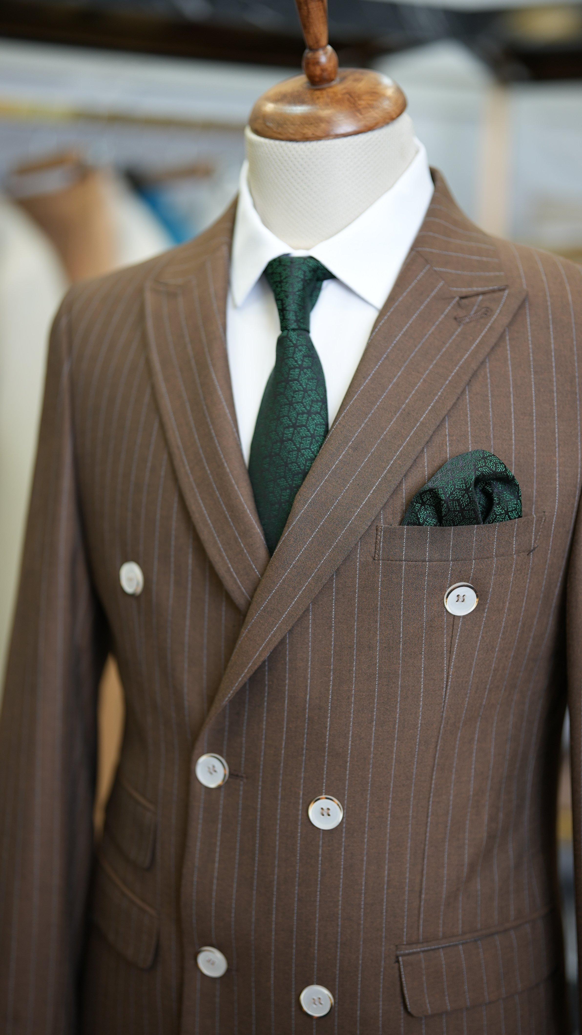 Pantaloni giacca da abito doppiopetto stile italiano - Marrone chiaro