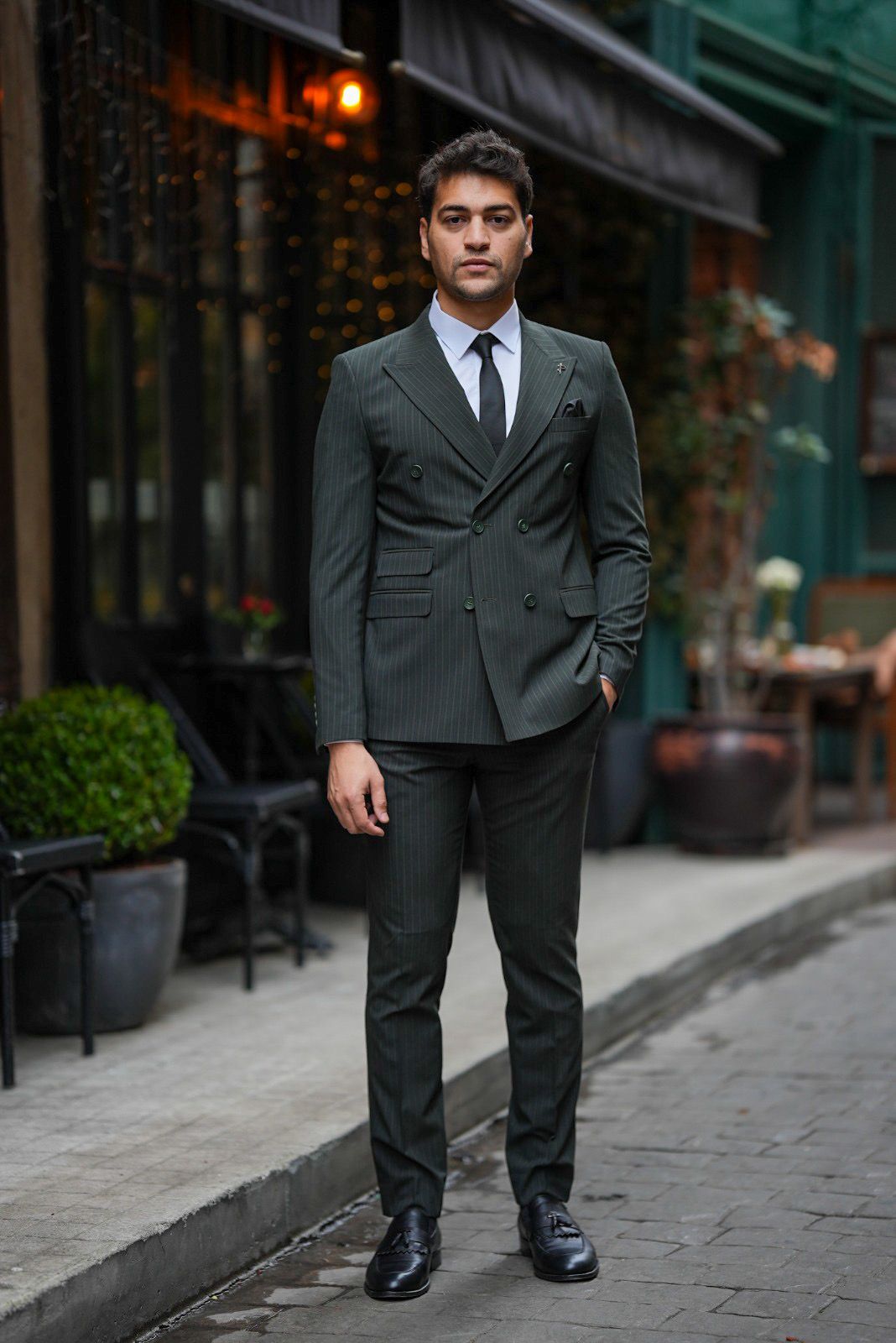 Pantaloni da giacca da abito doppiopetto stile italiano - Cachi