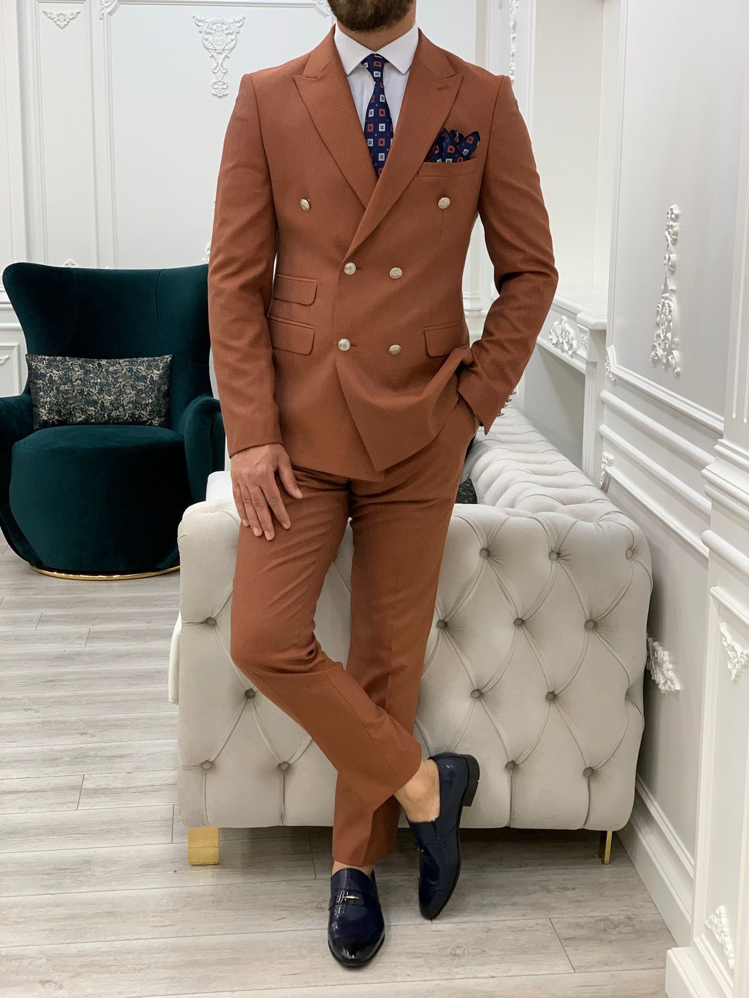 Pantaloni giacca da abito doppiopetto stile italiano - Tile