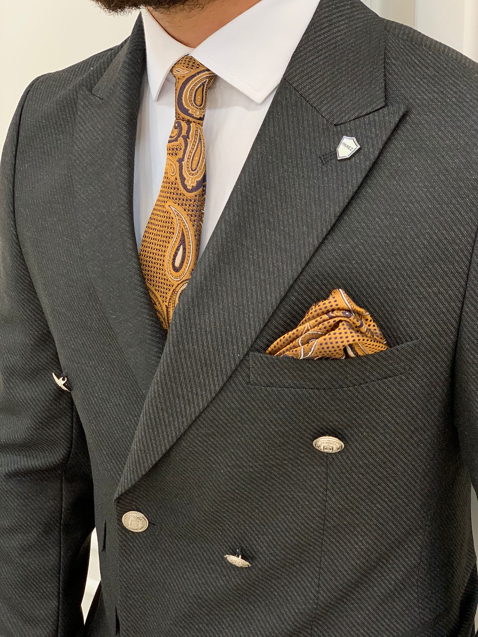 Pantaloni giacca da abito doppiopetto stile italiano - Fumè