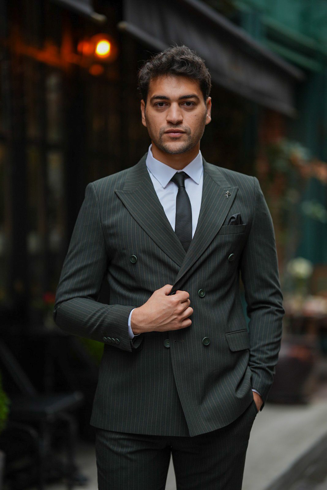Pantaloni da giacca da abito doppiopetto stile italiano - Cachi