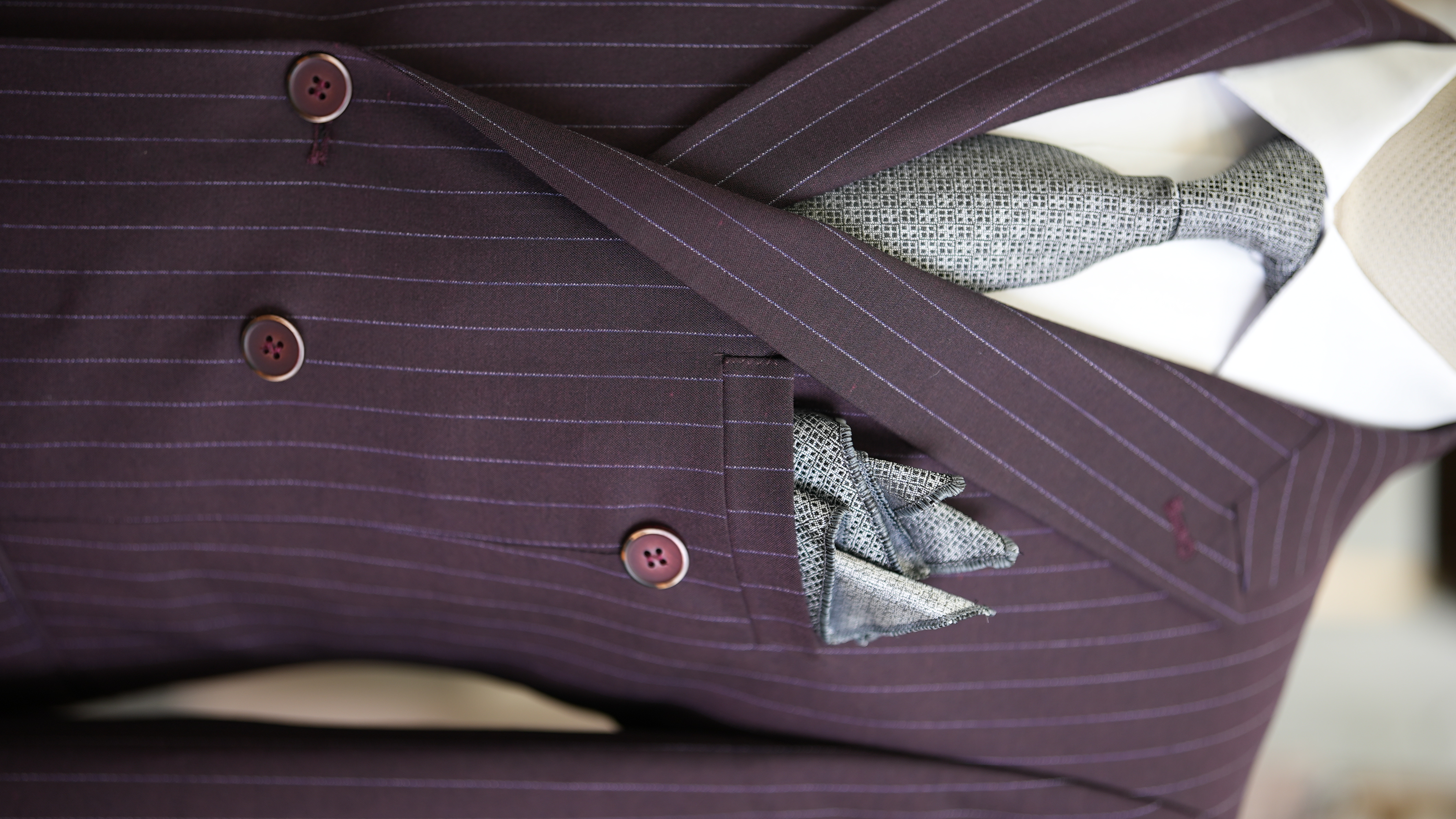 Pantaloni giacca da abito doppiopetto stile italiano - Rosso bordeaux