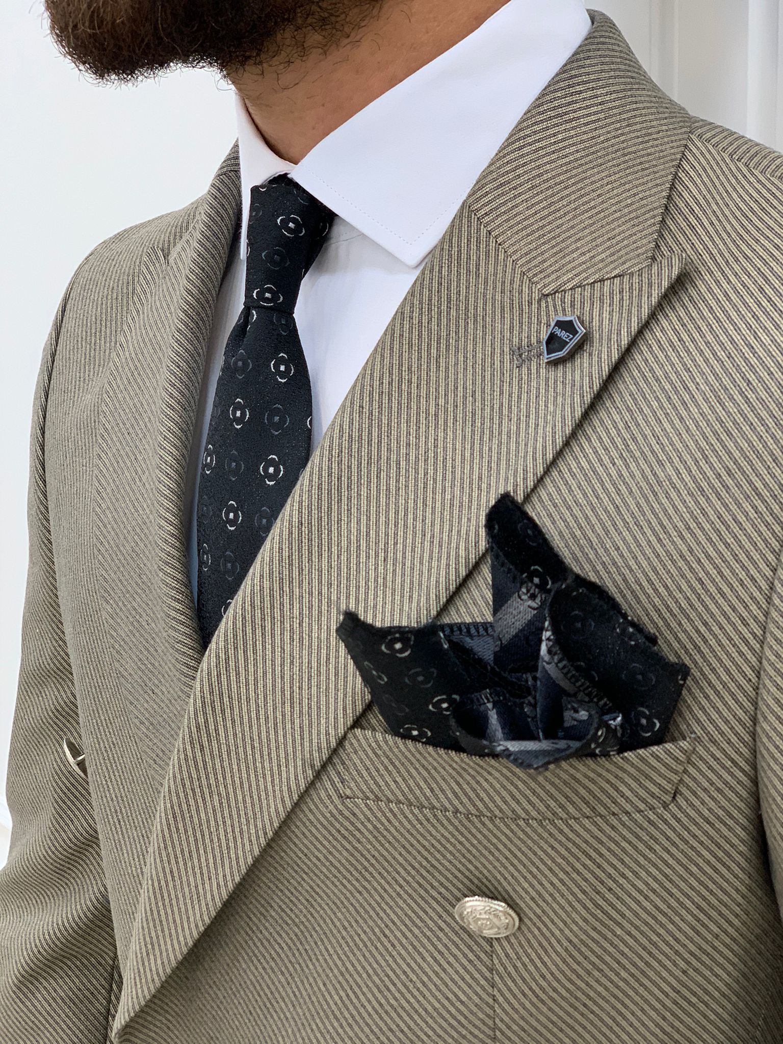 Pantaloni giacca da abito doppiopetto stile italiano - Crema