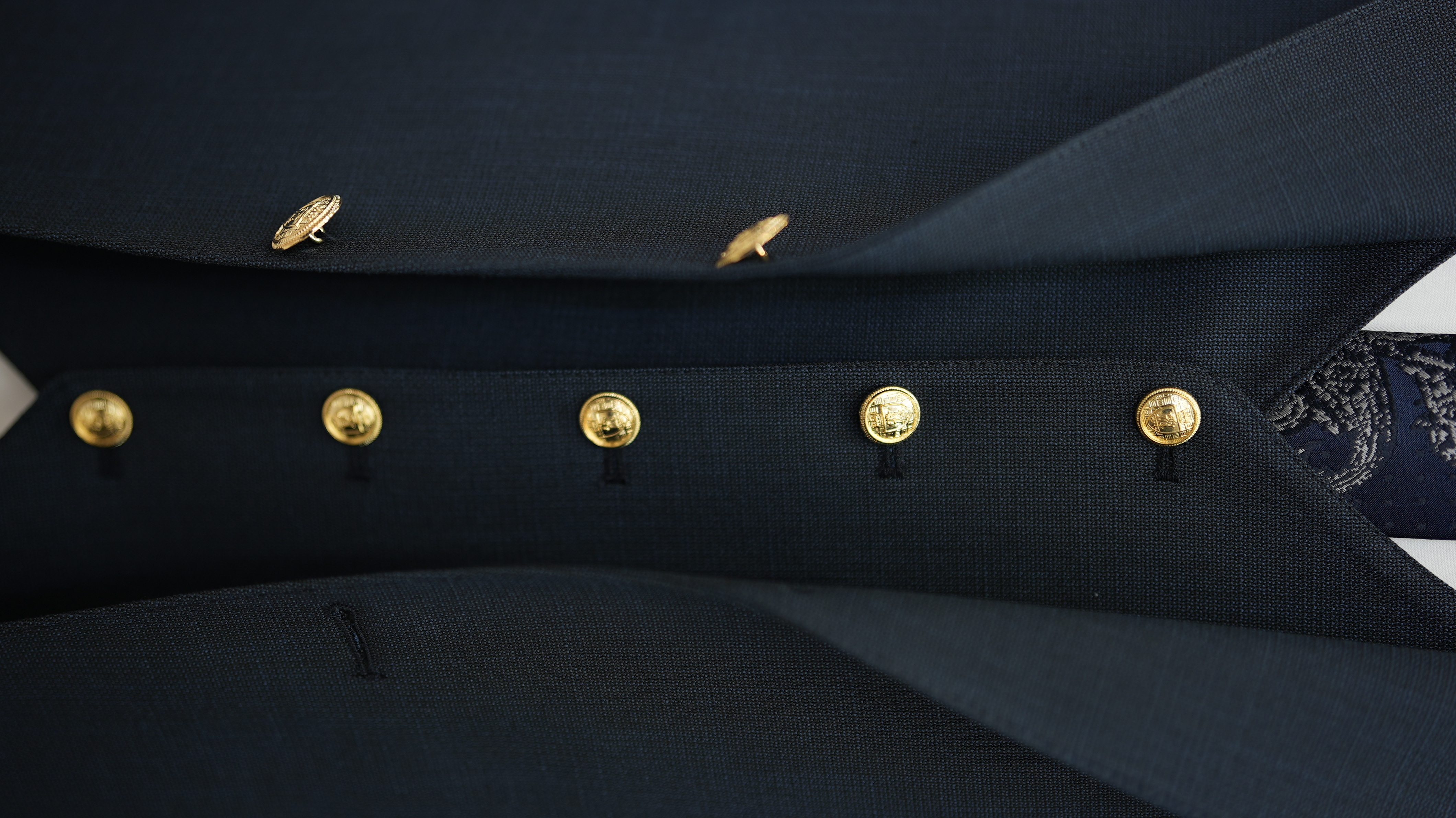 Pantaloni gilet da giacca da abito in stile italiano con bottoni in metallo - Blu navy