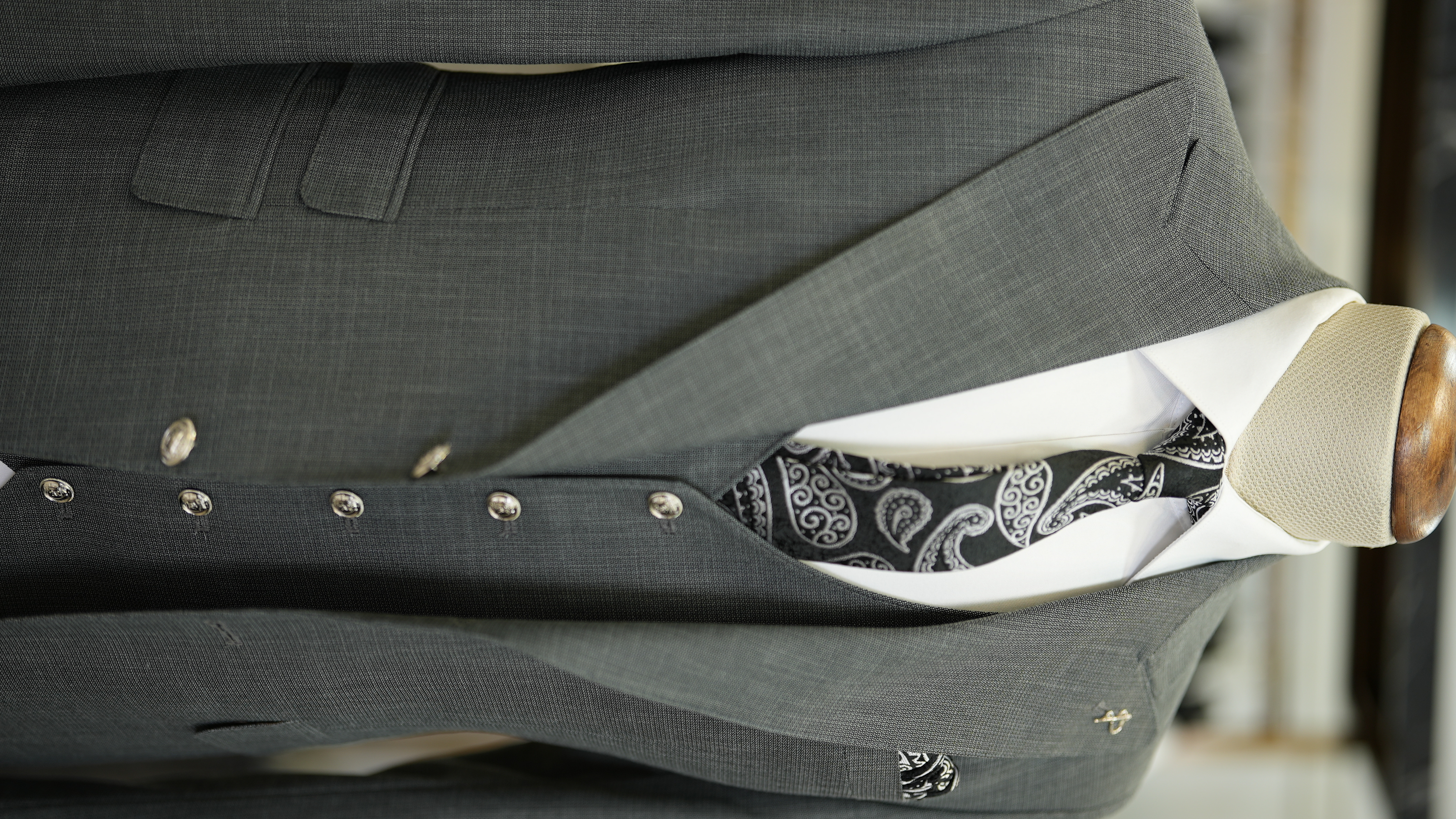 Pantaloni gilet da giacca da abito in stile italiano con bottoni in metallo - Grigi