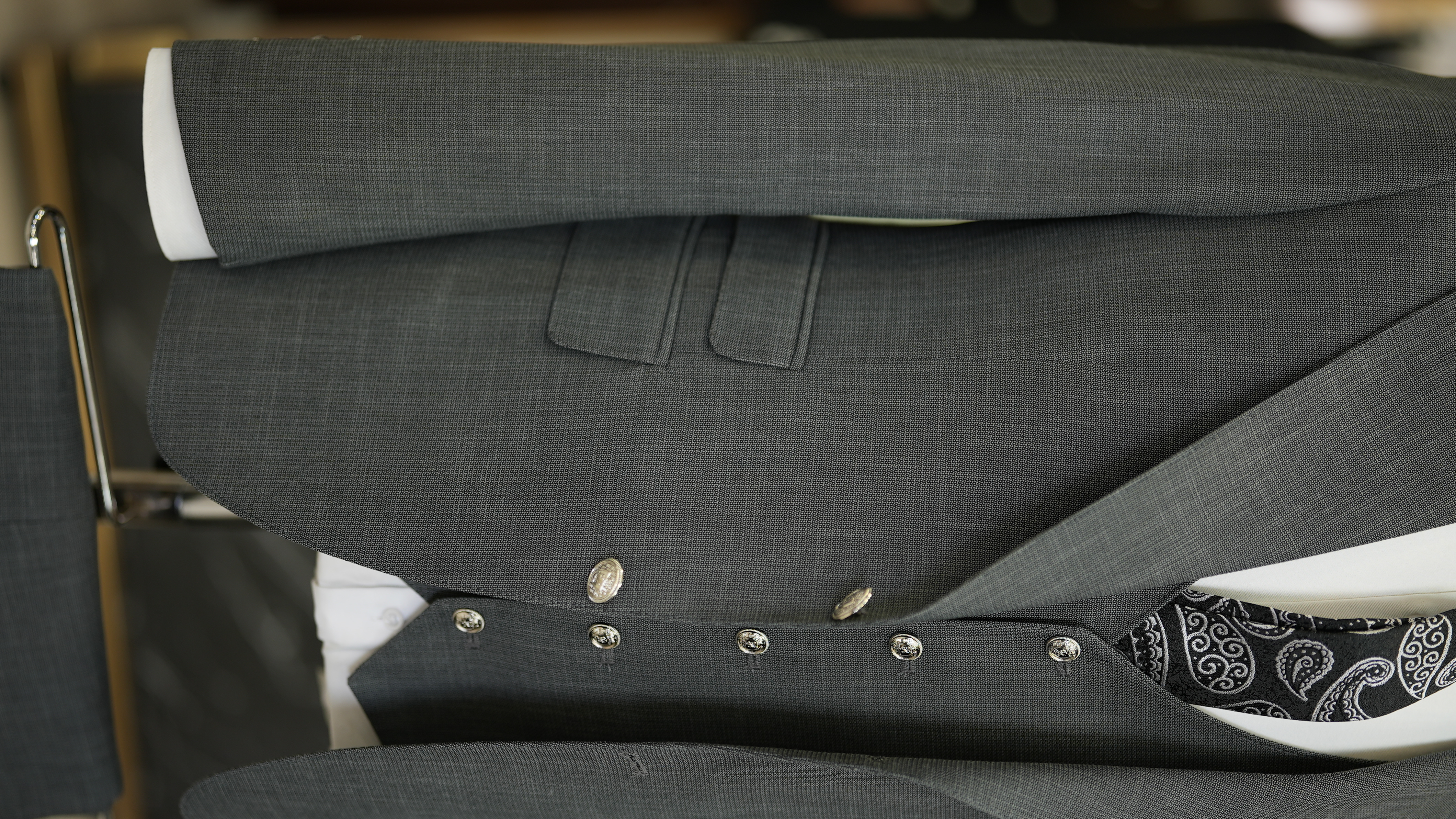 Pantaloni gilet da giacca da abito in stile italiano con bottoni in metallo - Grigi