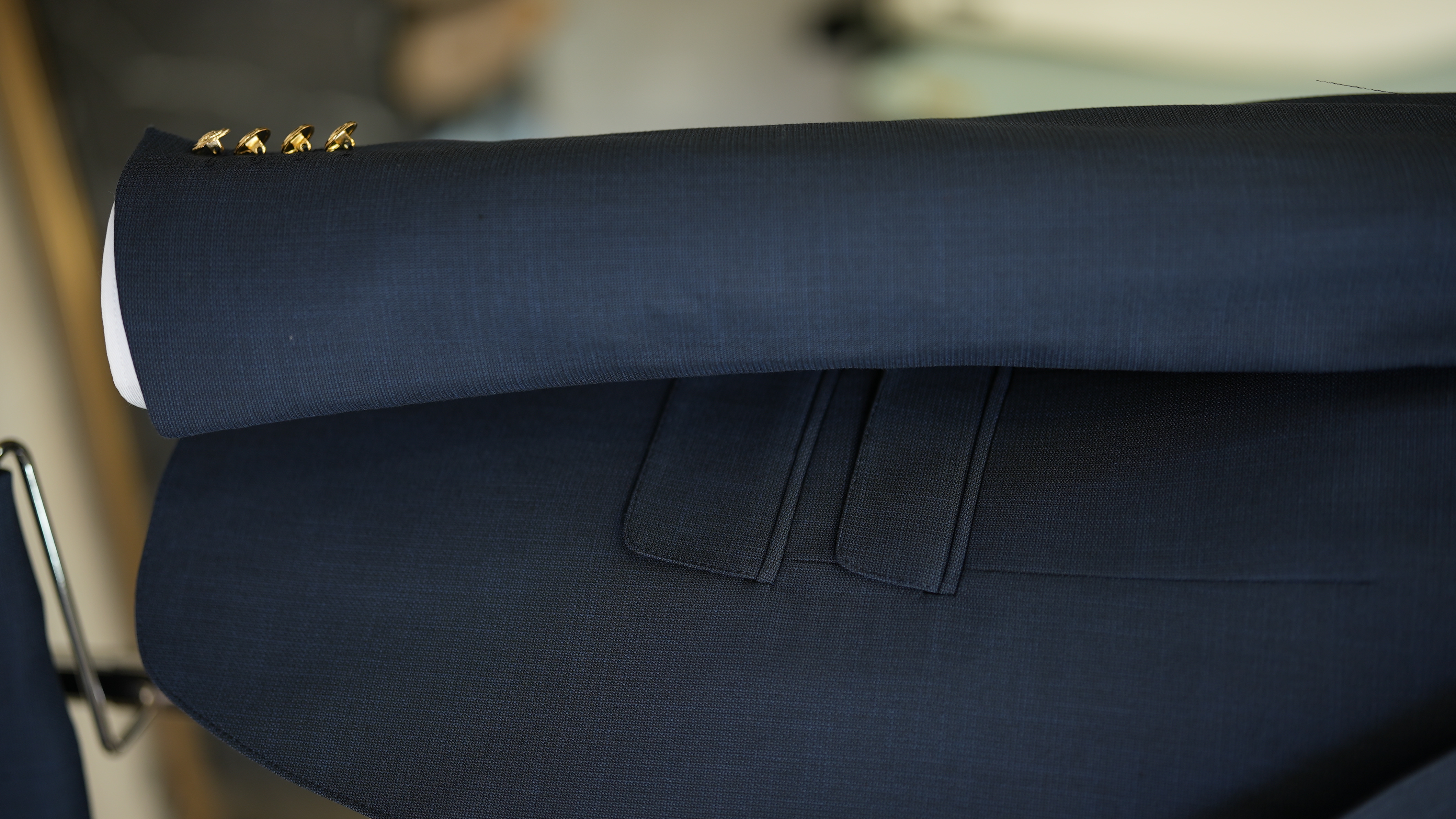 Pantaloni gilet da giacca da abito in stile italiano con bottoni in metallo - Blu navy