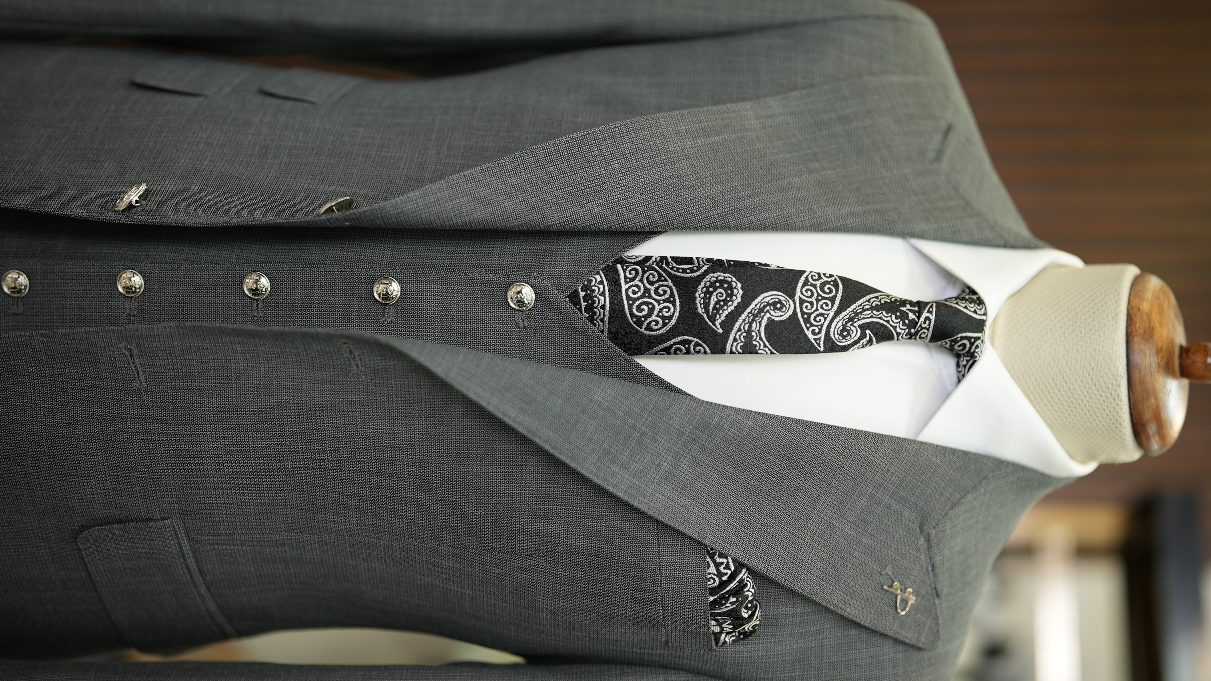 Pantaloni gilet da giacca da abito in stile italiano con bottoni in metallo - Grigi