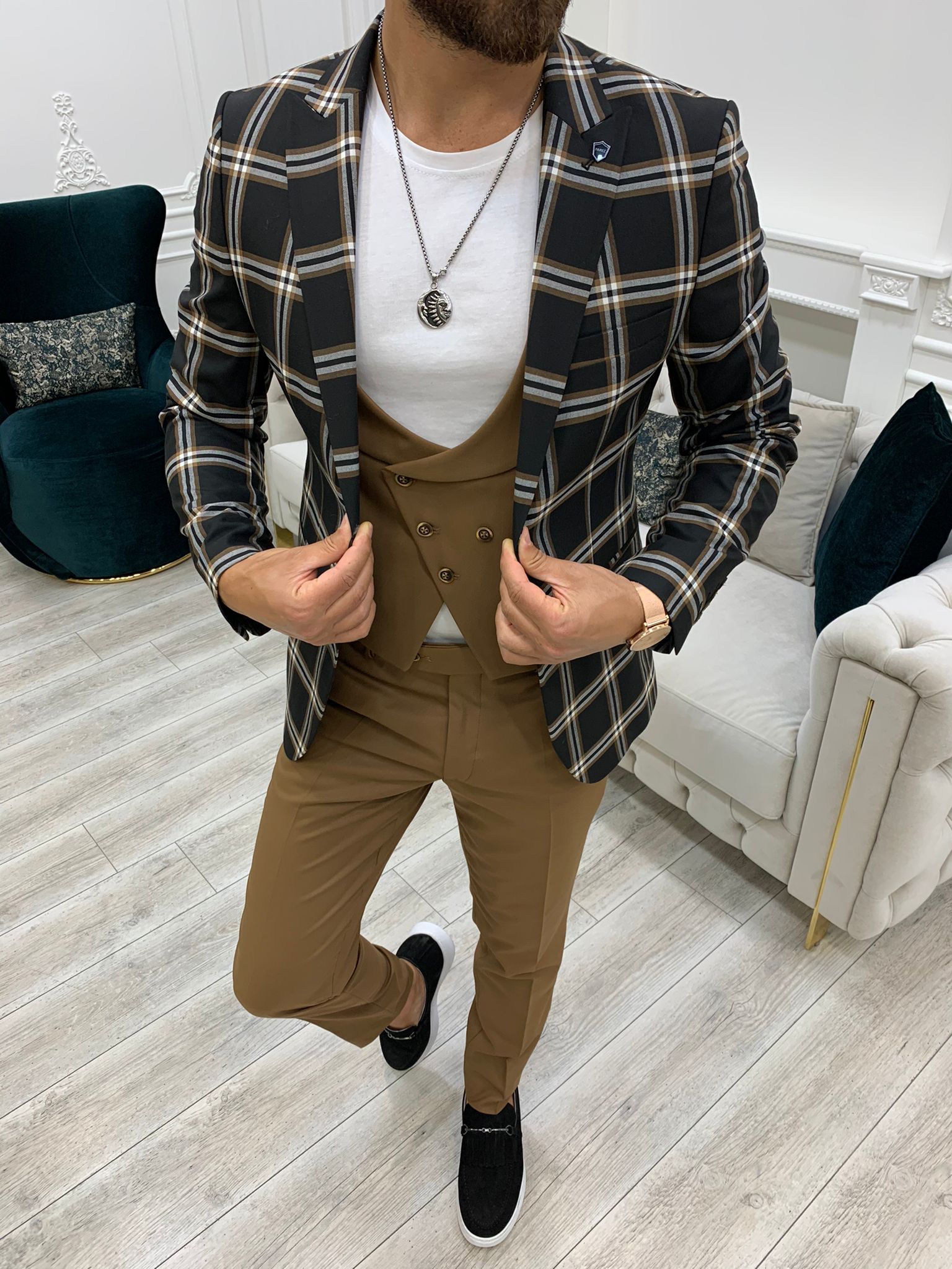 Pantaloni gilet giacca stile italiano - neri